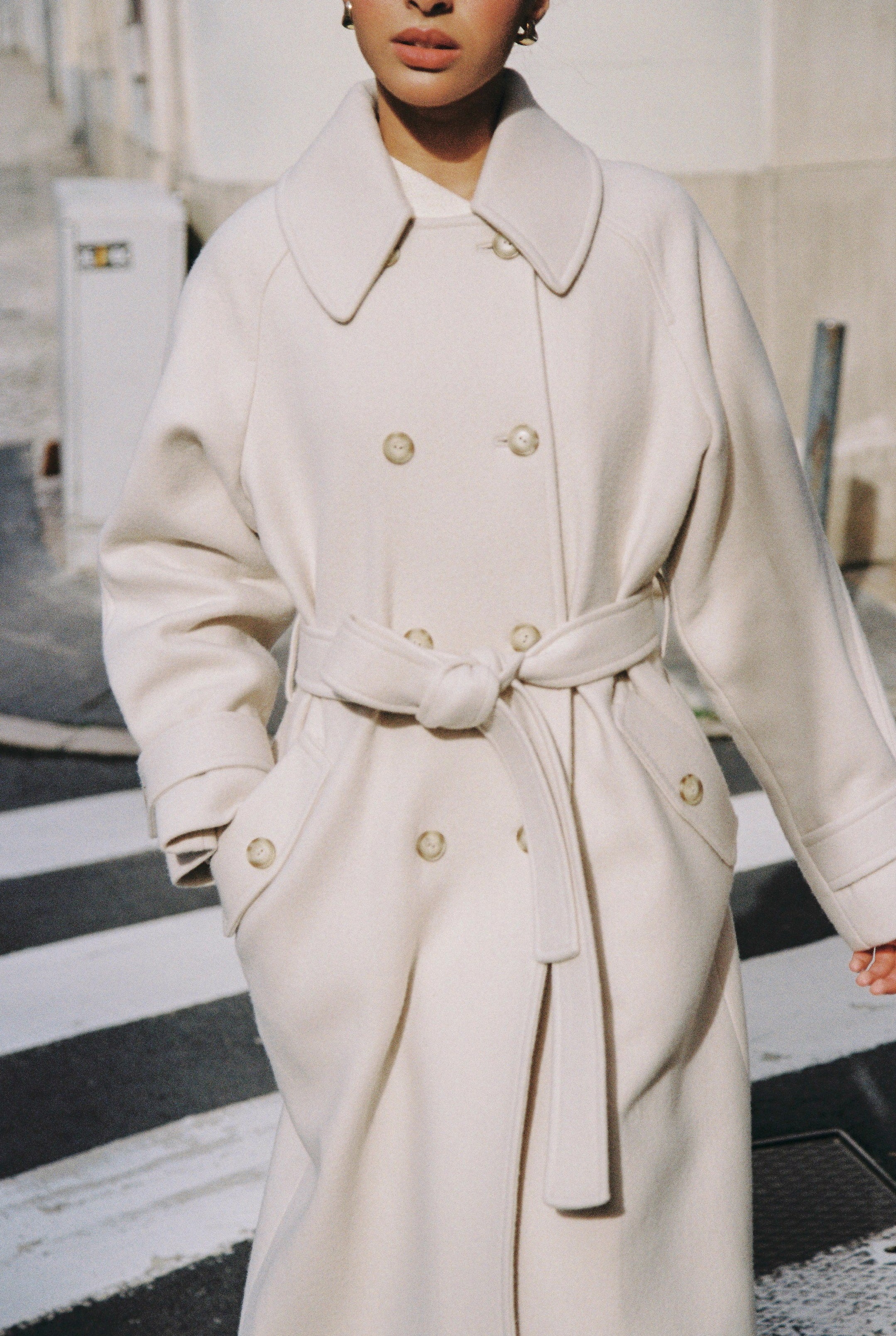 The Modern Oatmeal Statement: Double-Breasted Wool Coat Reinvented