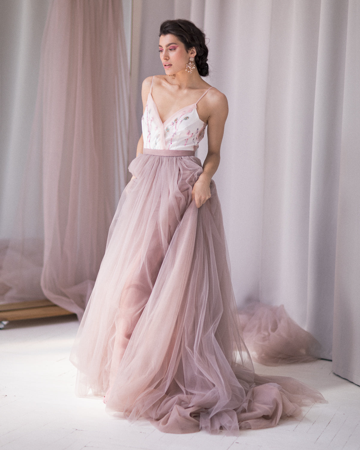 Wedding dress floral embroidery – Sumarokova Atelier