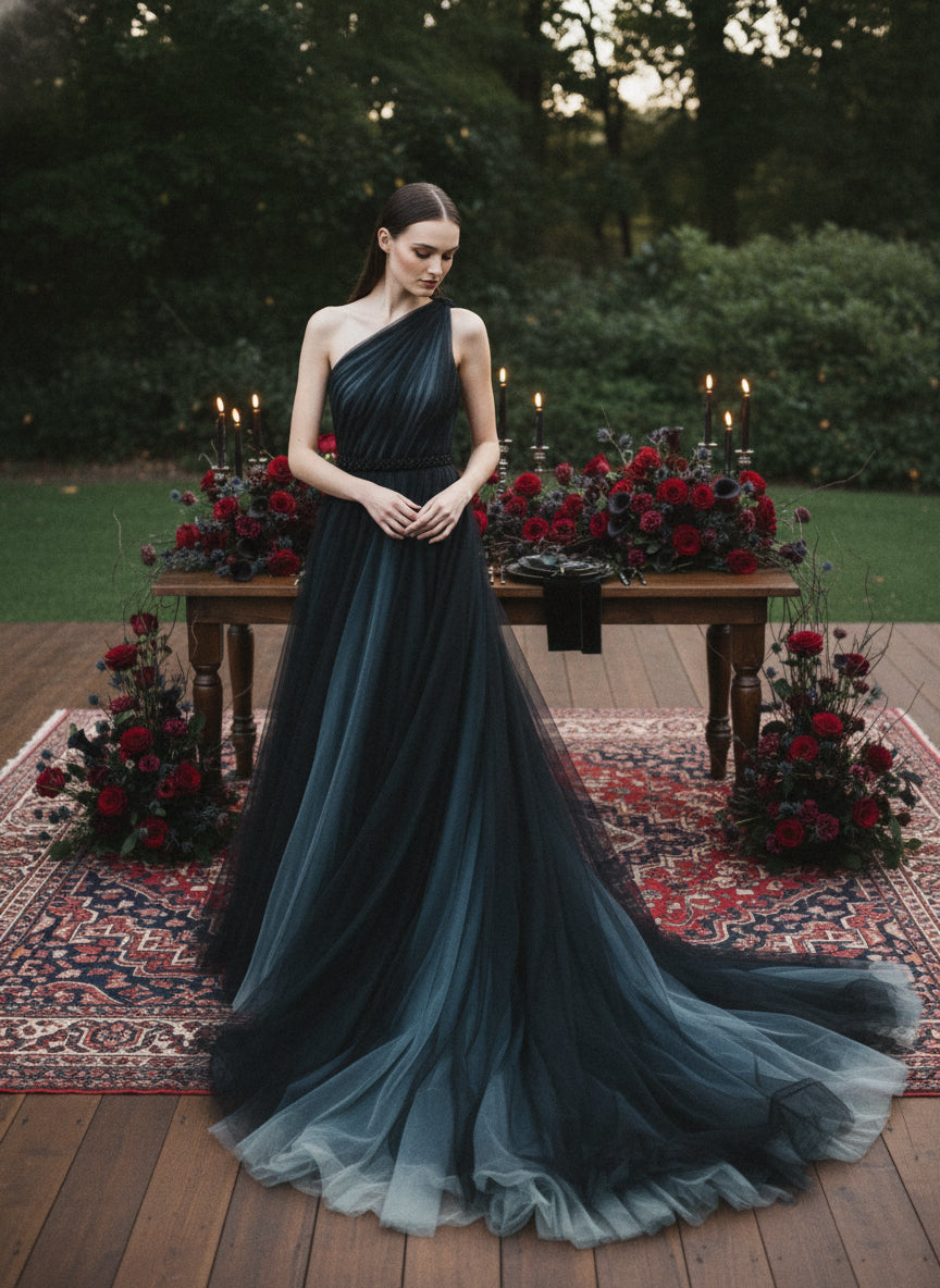Black wedding dress 10 US / Black / Dark Blue Gray