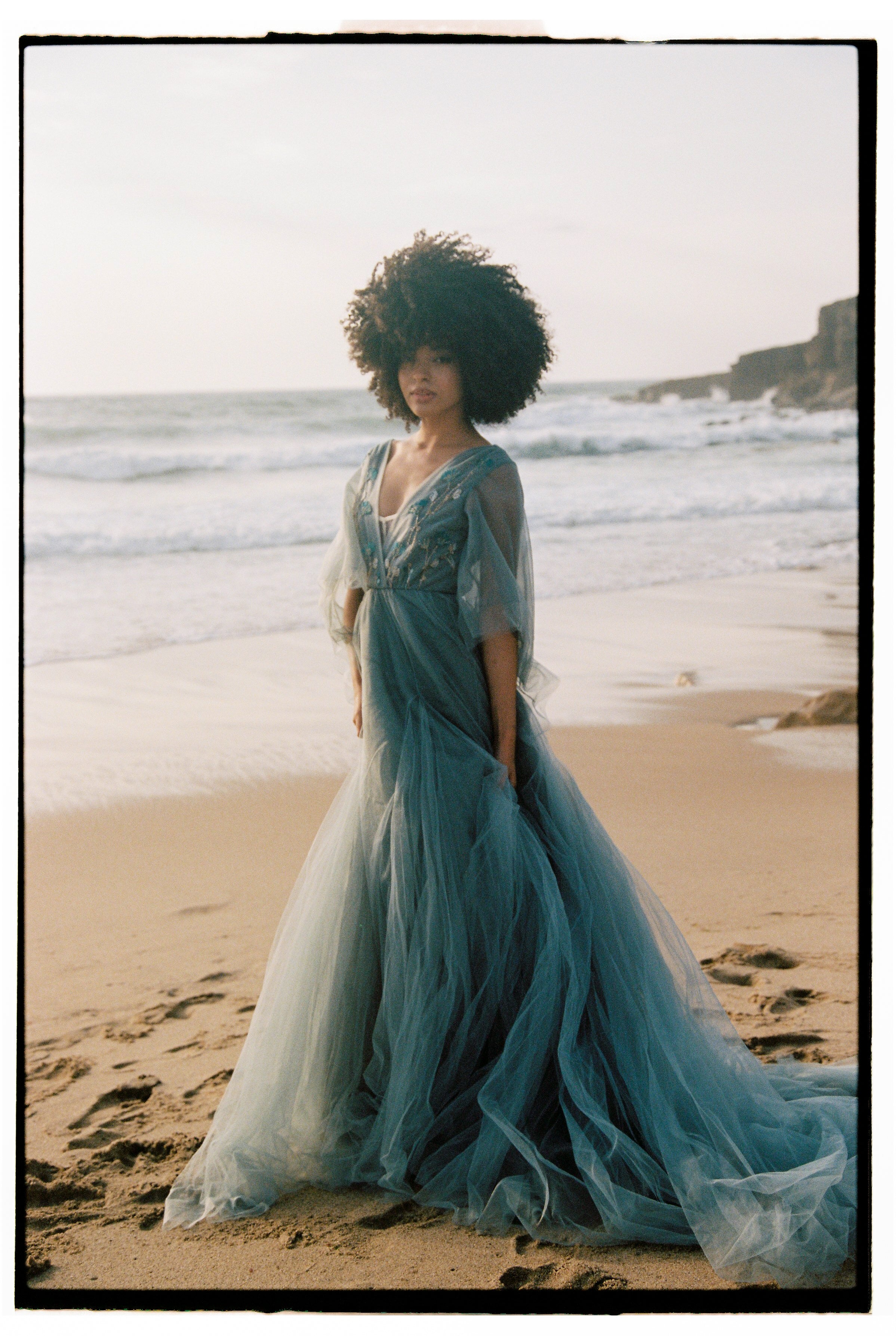 Tulle Mermaid Wedding Dress 2 US / Pale Blue/Ash Blue