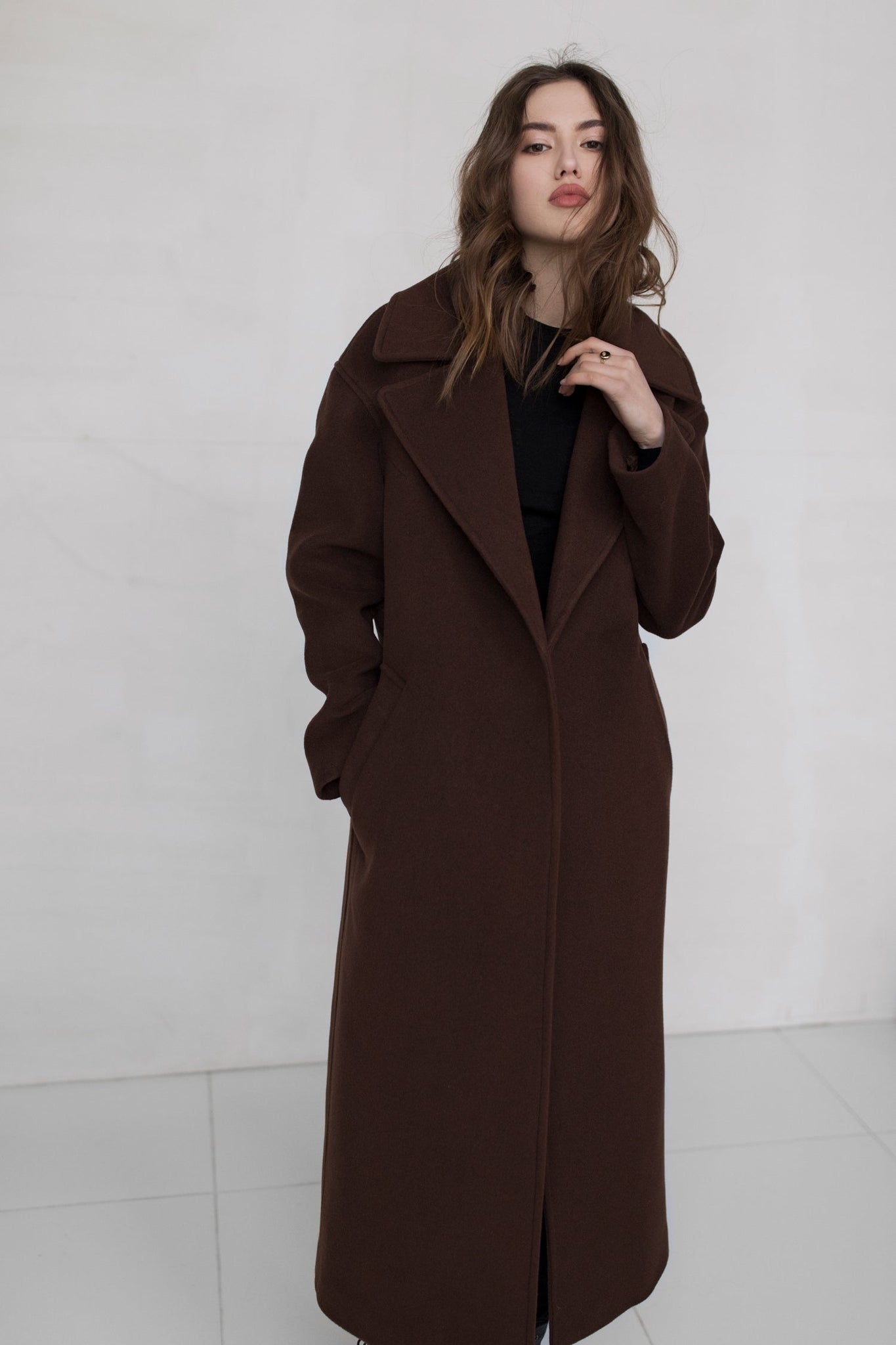Brown Oversized Coat: The Saturated Statement