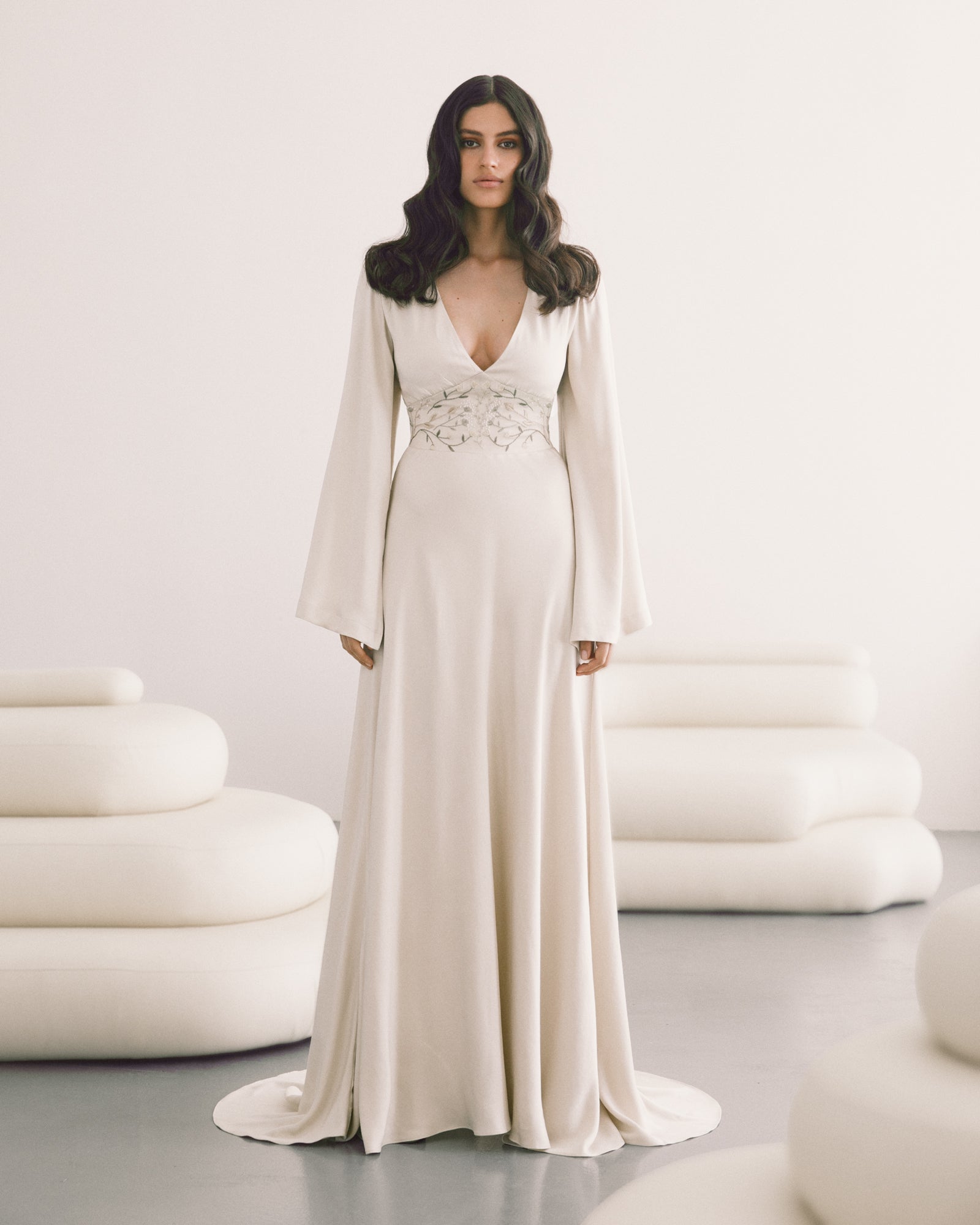 Silk wedding dress long sleeve