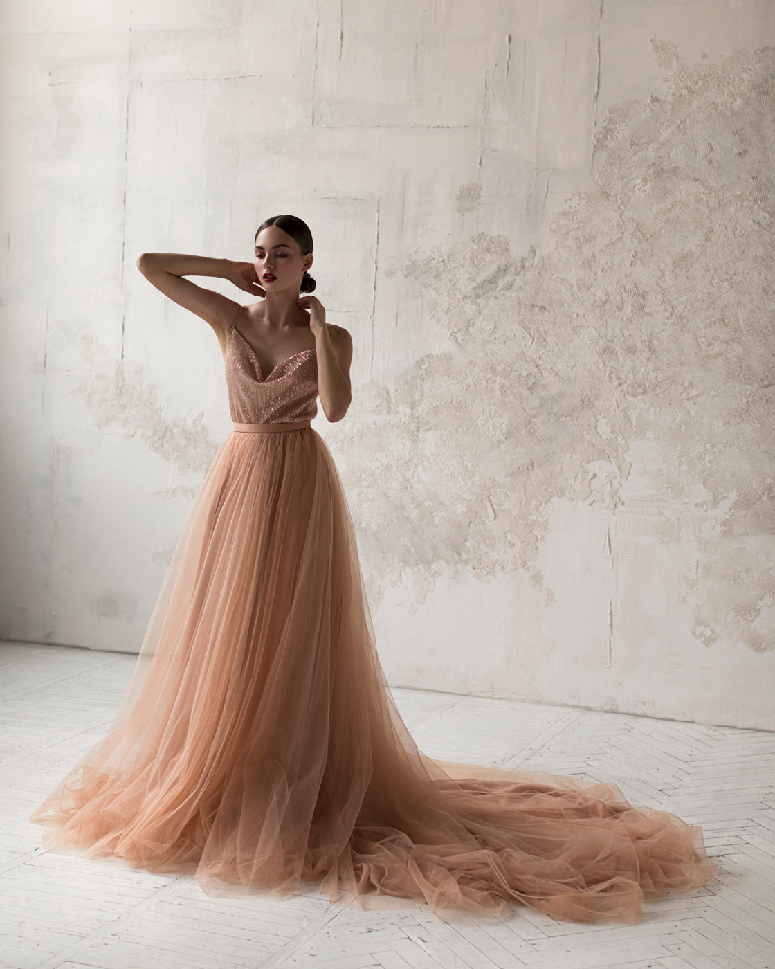 Copper bridal dress 12 US / Pale Peach / Pale Copper