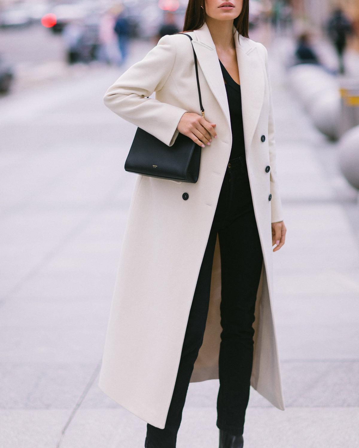 Wool tapered coat in ivory photo 1