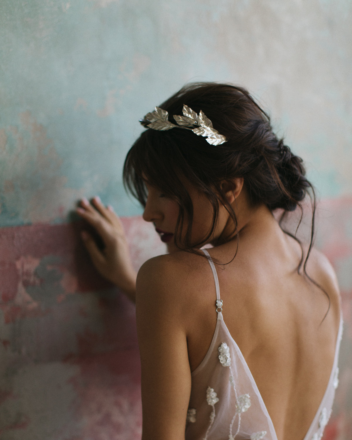 Leaf wedding crown photo 5