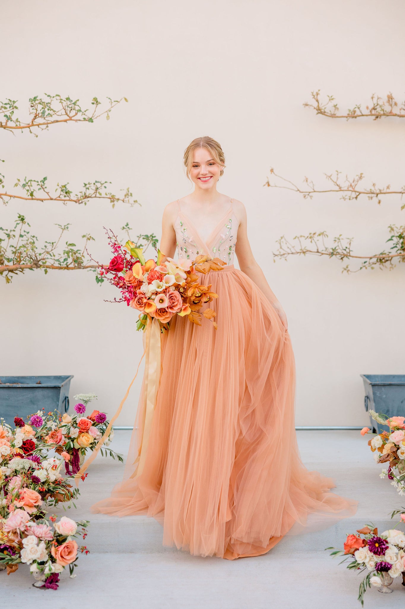 Wedding dress with colored flowers BREE - Main Image
