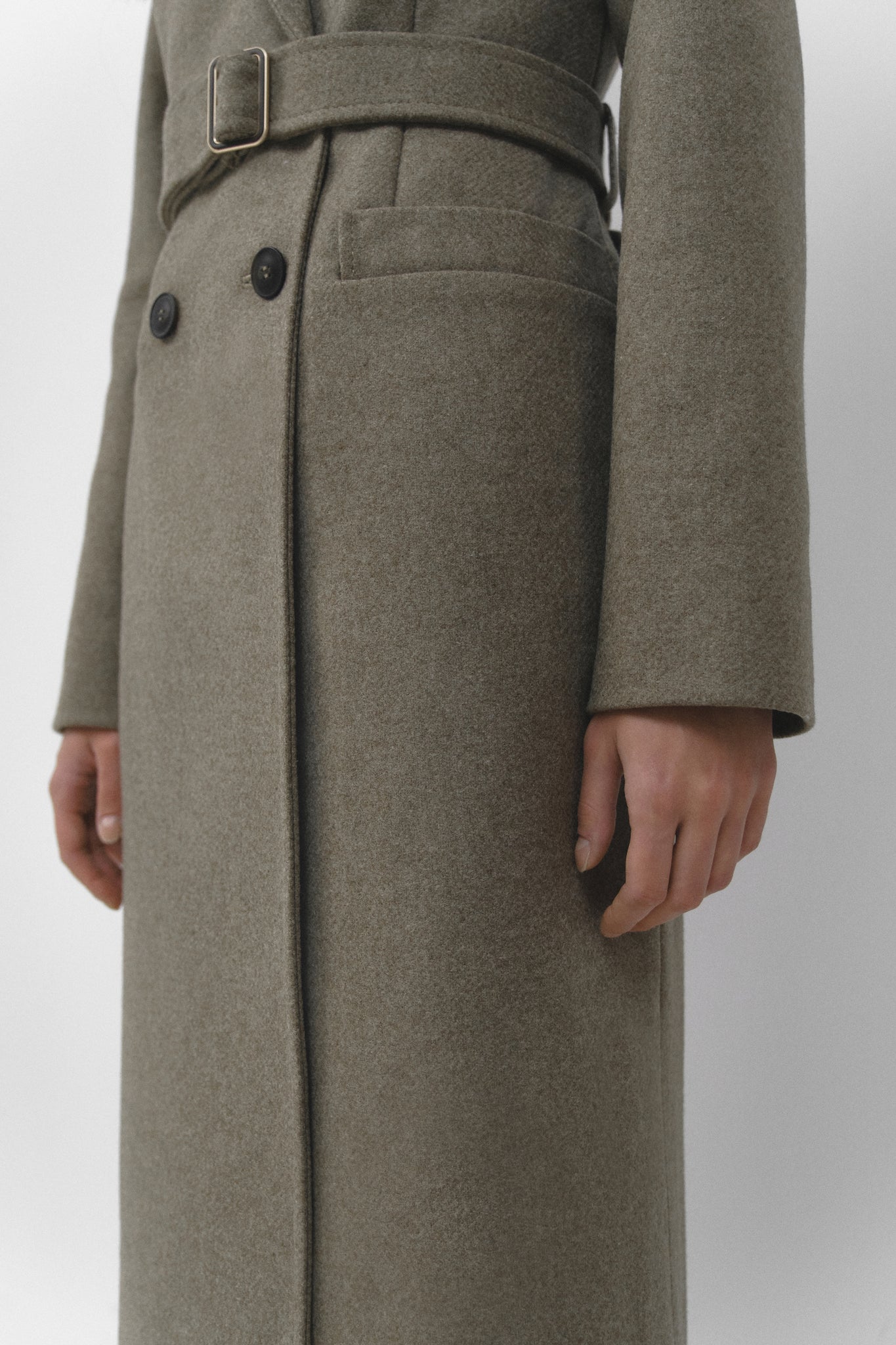 Structured wool coat in gray beige color photo 10