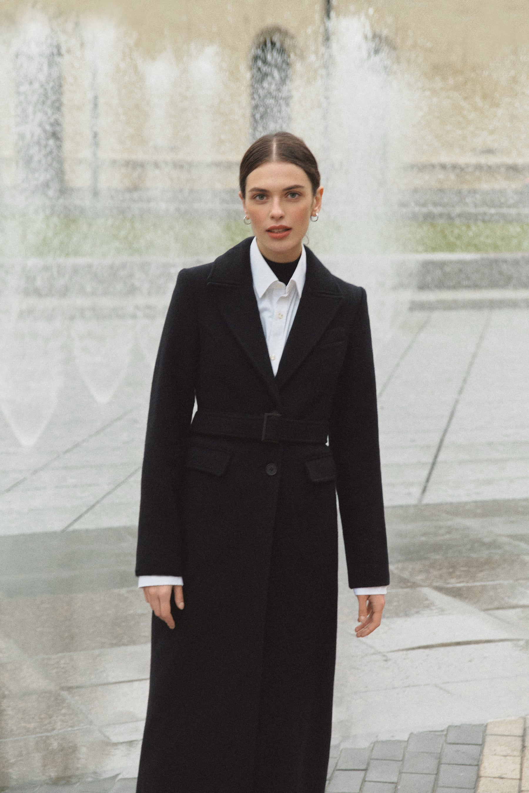 Long Black wool coat / Alex 0 US / Camel / without warm insulation Long Black wool coat / Alex 0 US / Camel / without warm insulation
