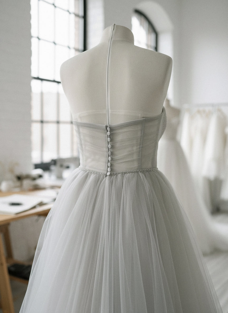 Beaded a line wedding dress Custom size US / Light Gray