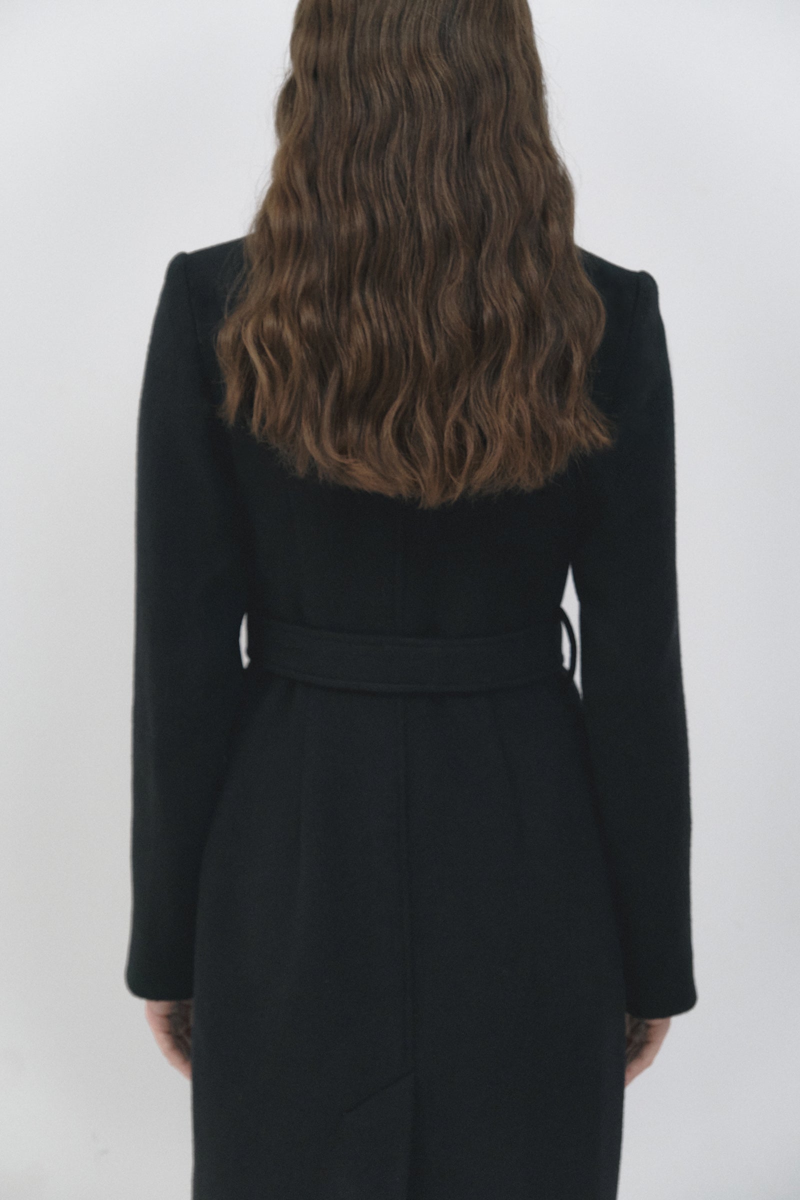 Long Black Wool Coat / Alex 0 US / Camel / Without Warm Insulation