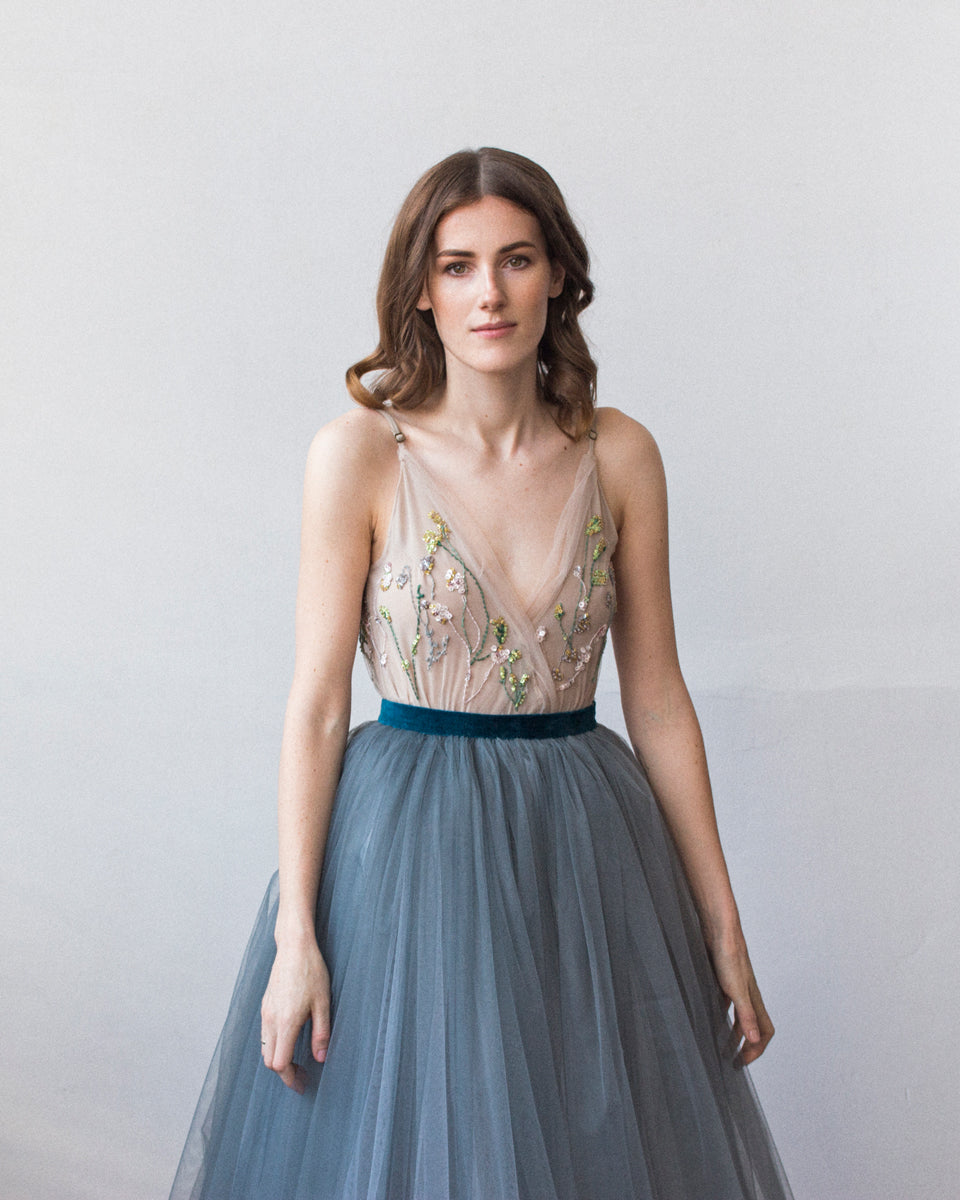 Dark Blue bow tie dress 2 US / Dark Blue / Blue Gray Dark Blue bow tie dress 2 US / Dark Blue / Blue Gray