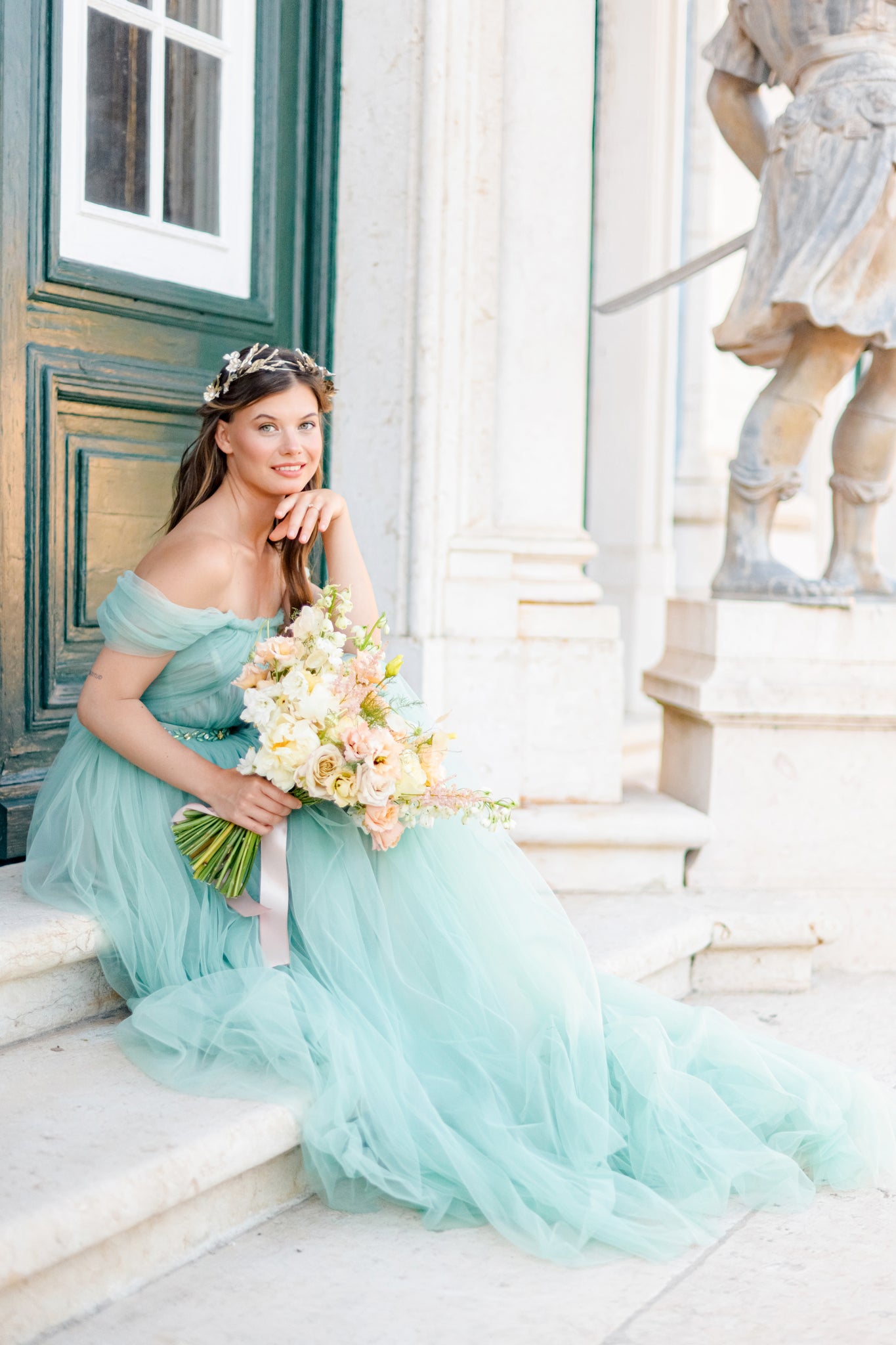 Wedding floral leaf tiara photo 2