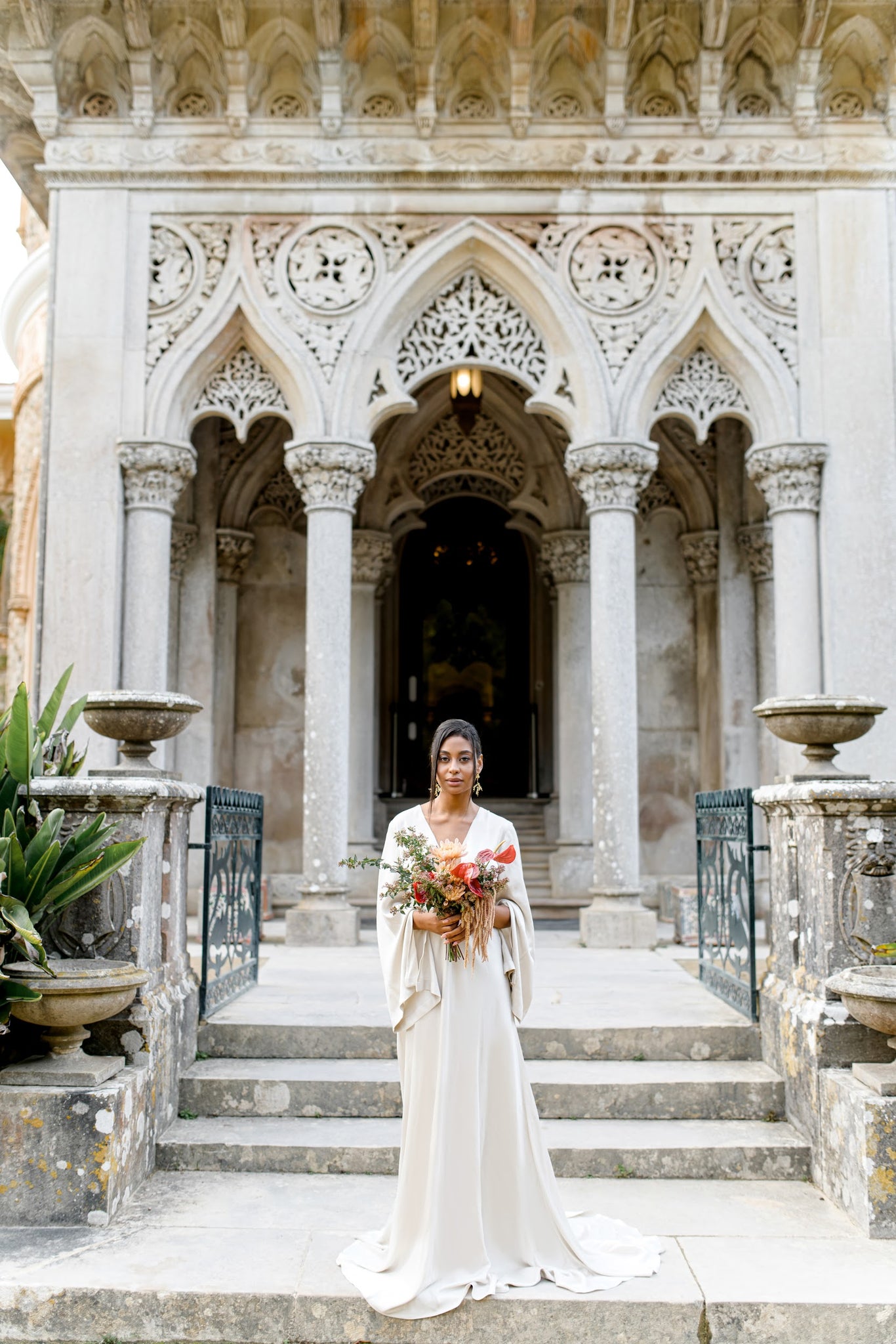 Bohemian silk bridal dress photo 7