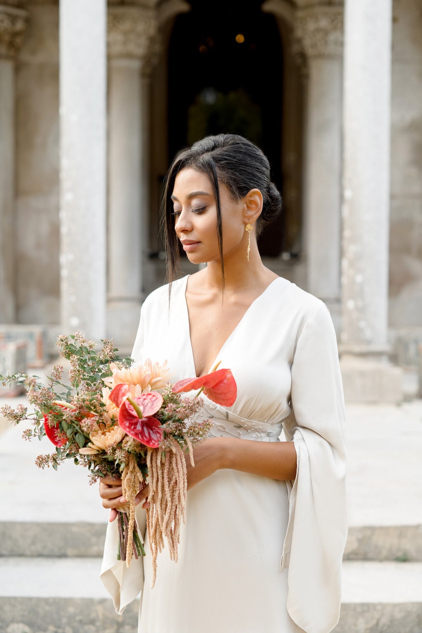 Bohemian silk bridal dress photo 3