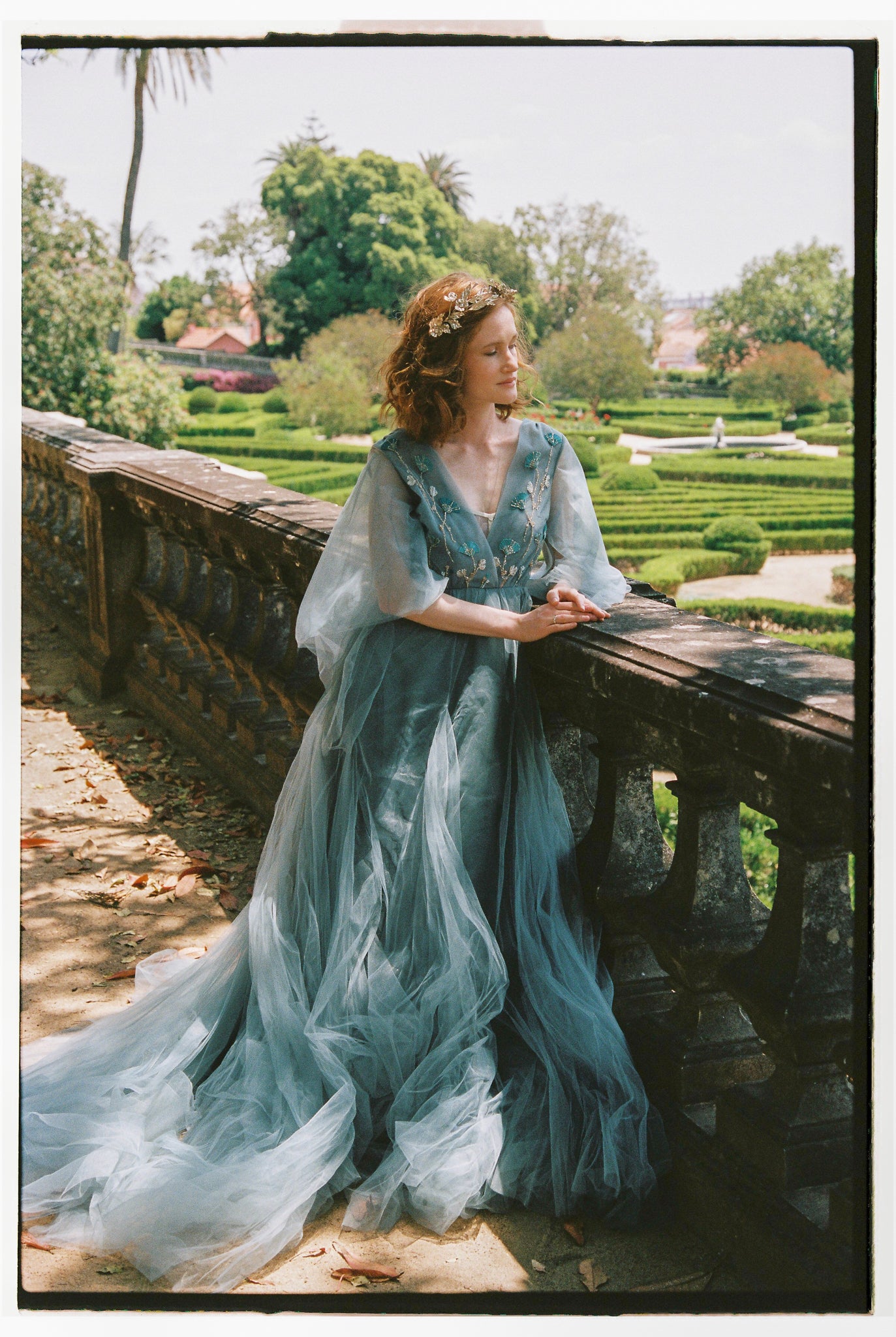 Pale Blue wedding gown 4 US / Pale Blue/Ash Blue