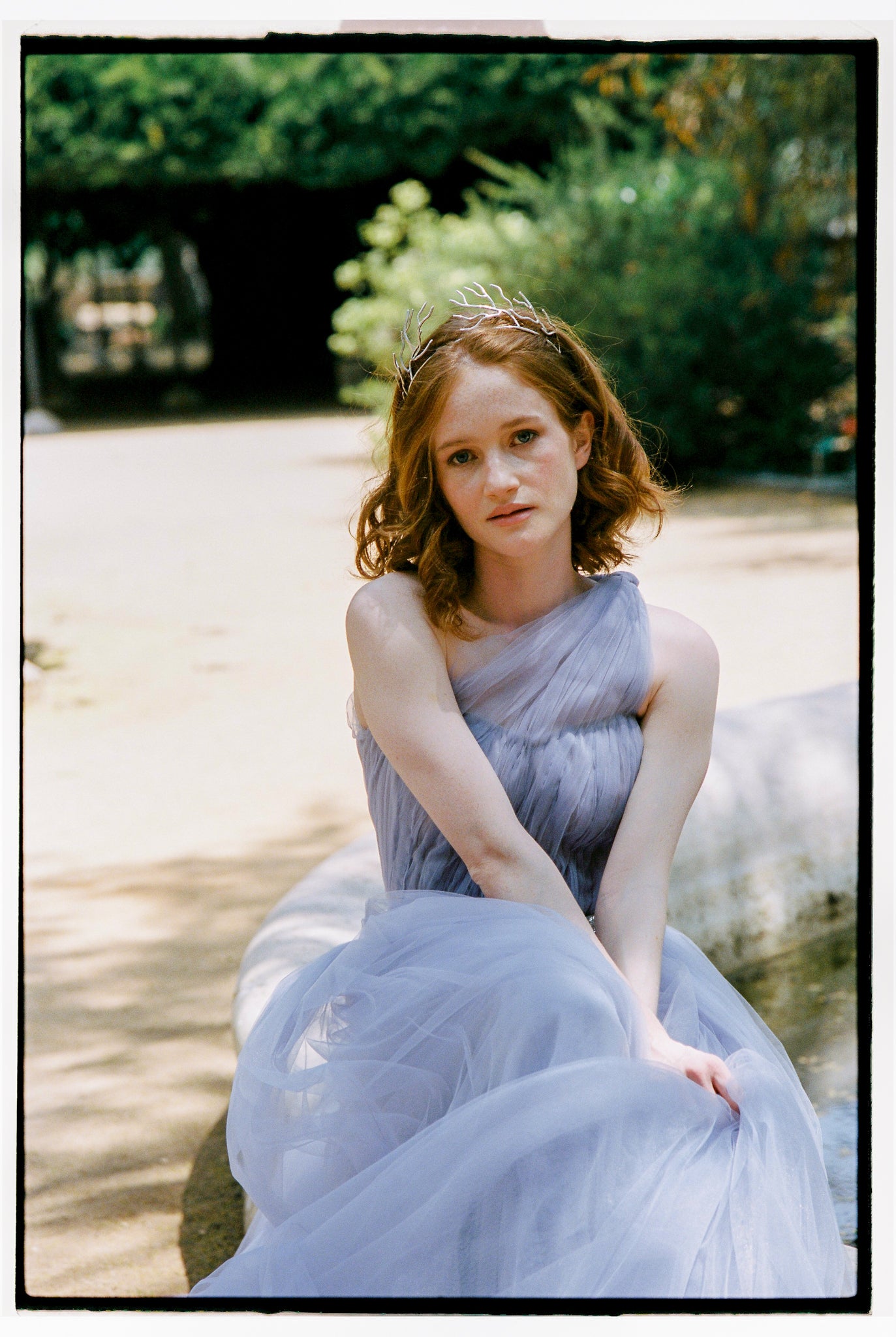 One-shoulder bridal dress in lavender photo 9