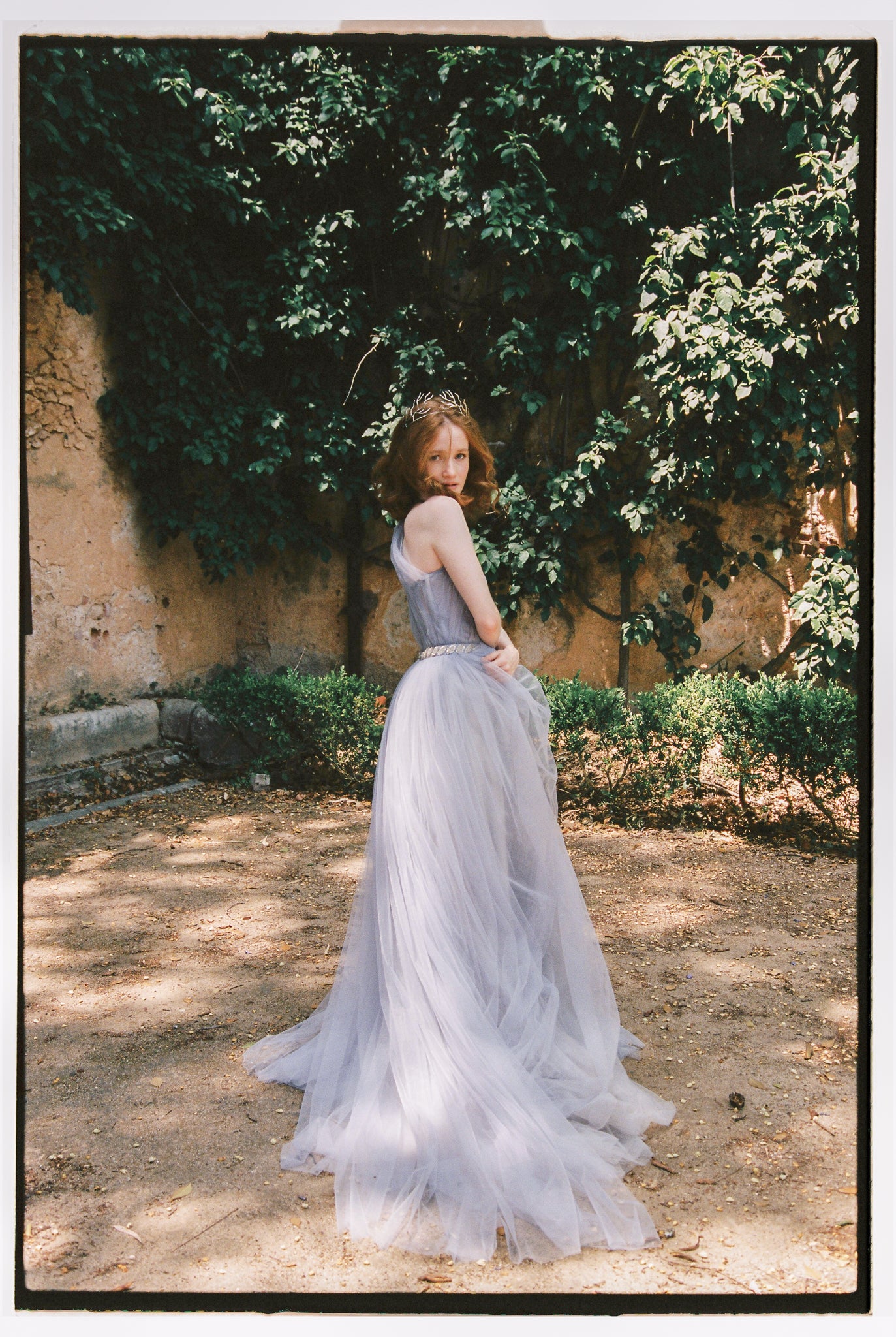 One-shoulder bridal dress in lavender photo 1