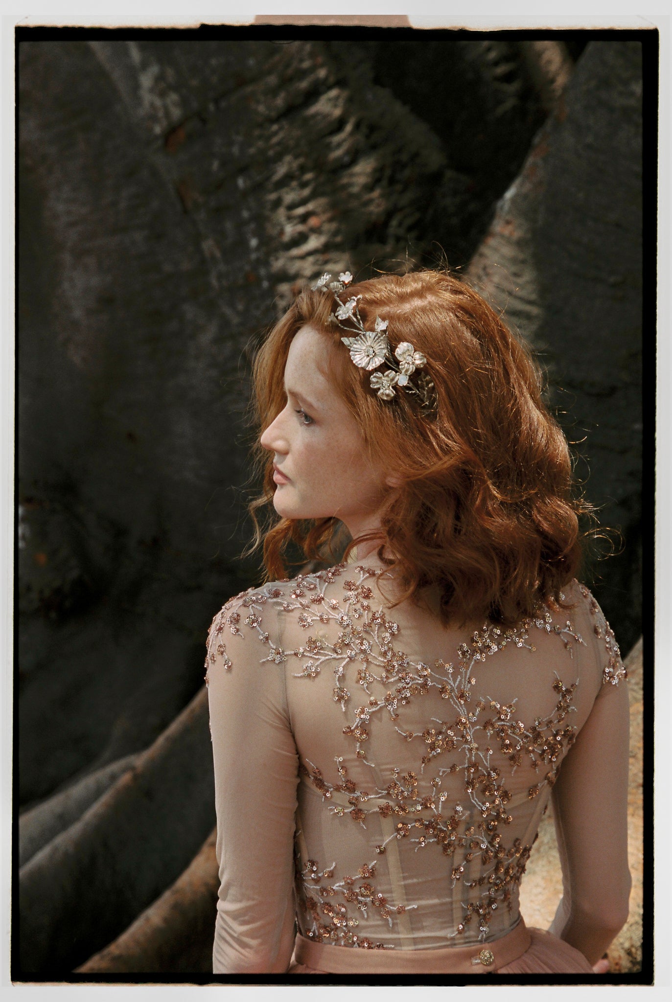 Corset bridal dress in copper gold photo 6