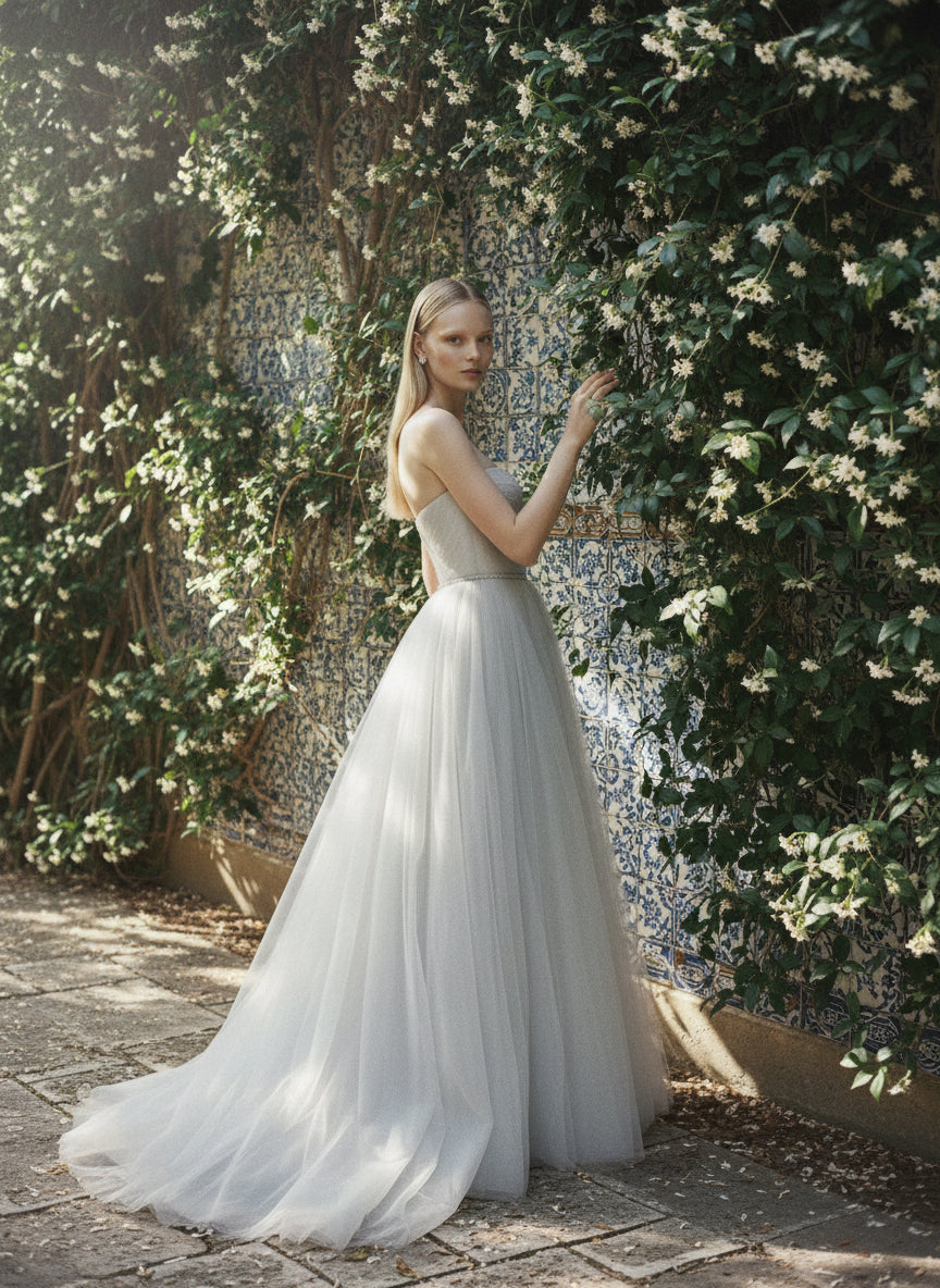 romantic tulle wedding dress Romantic tulle wedding dress 12 US / Light Gray