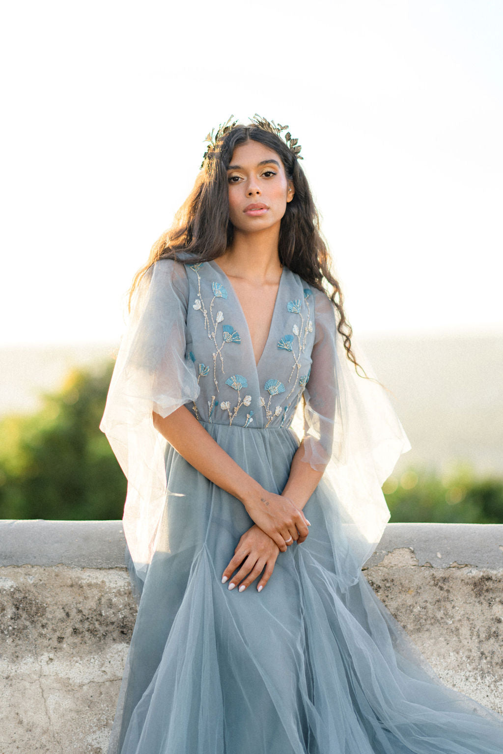 Floral embroidered wedding dress – Sumarokova Atelier