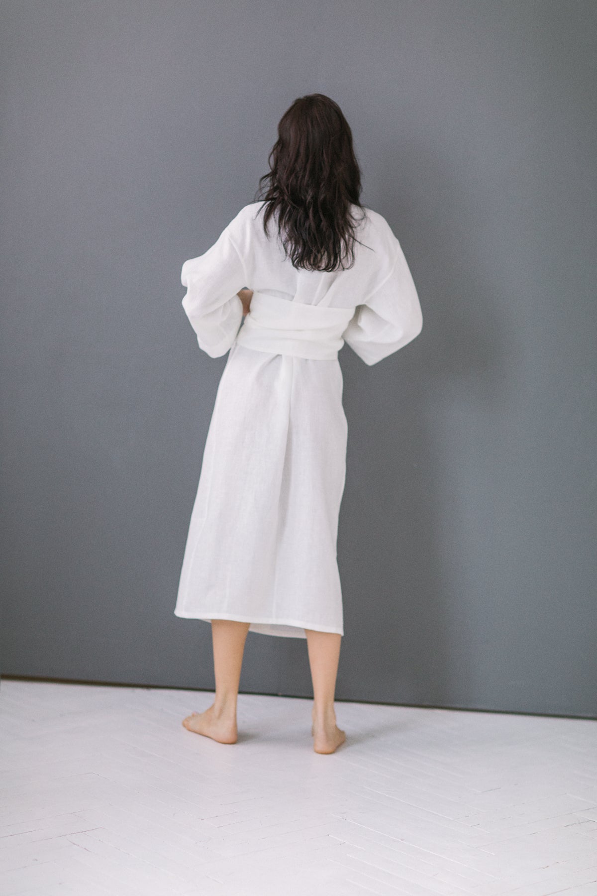 White Linen Bridal Robe photo 10