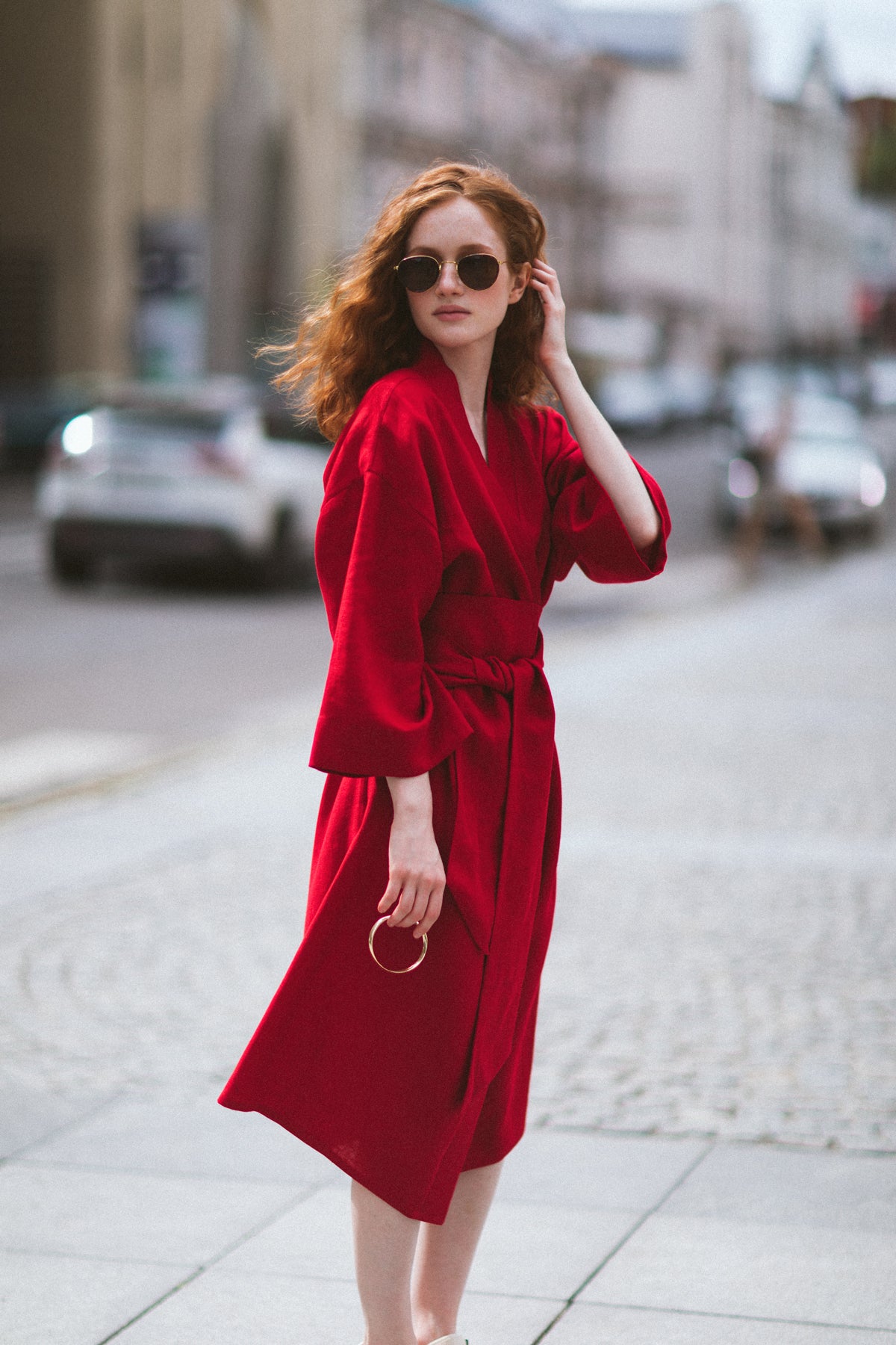 Red dress linen photo 5