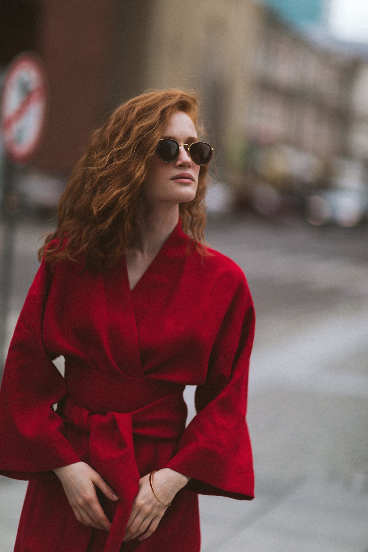 Red dress linen photo 3