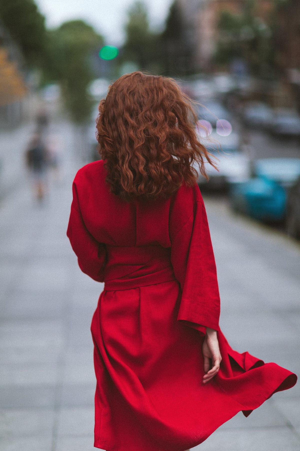 Red dress linen photo 9