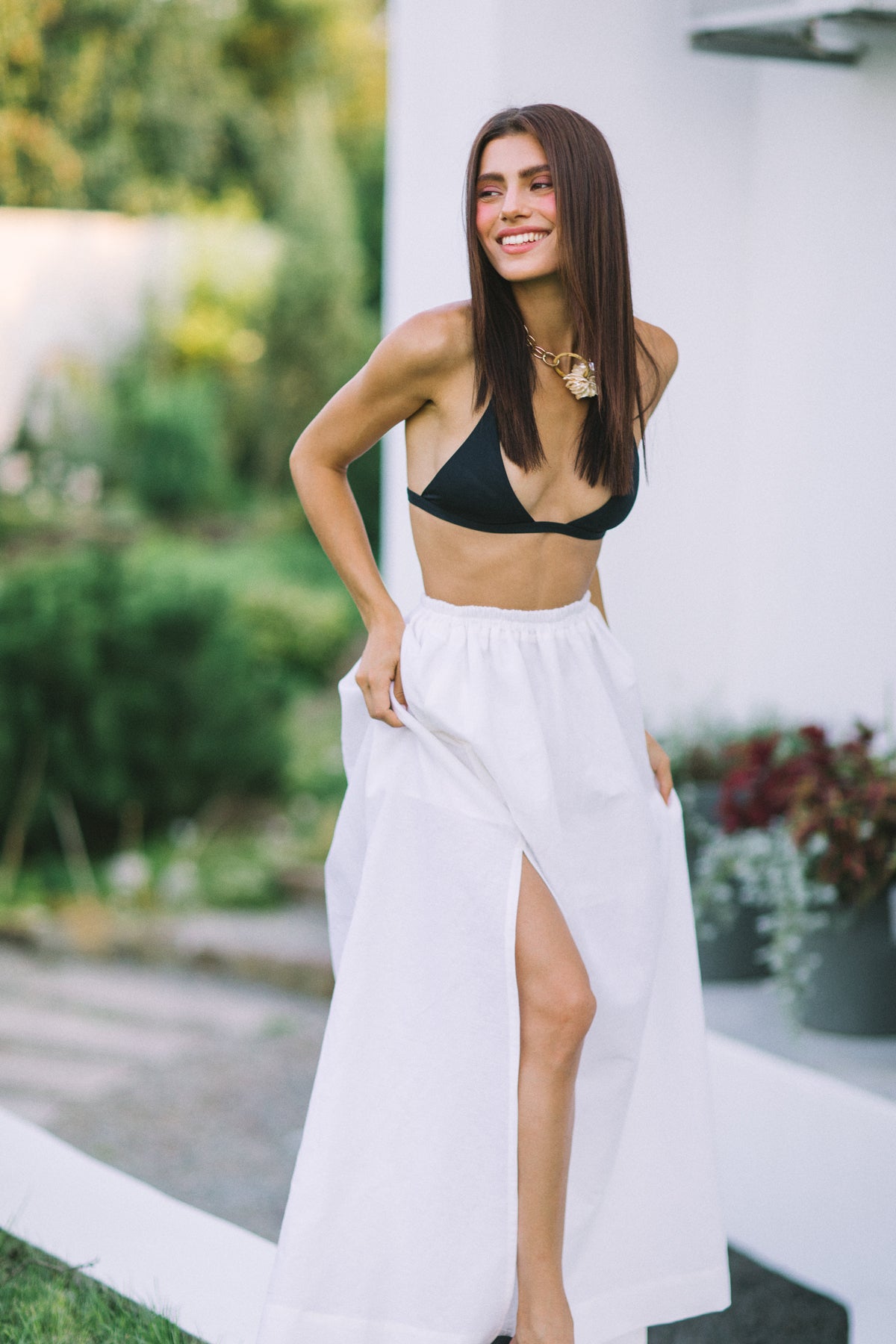 Elastic waist maxi skirt photo 1
