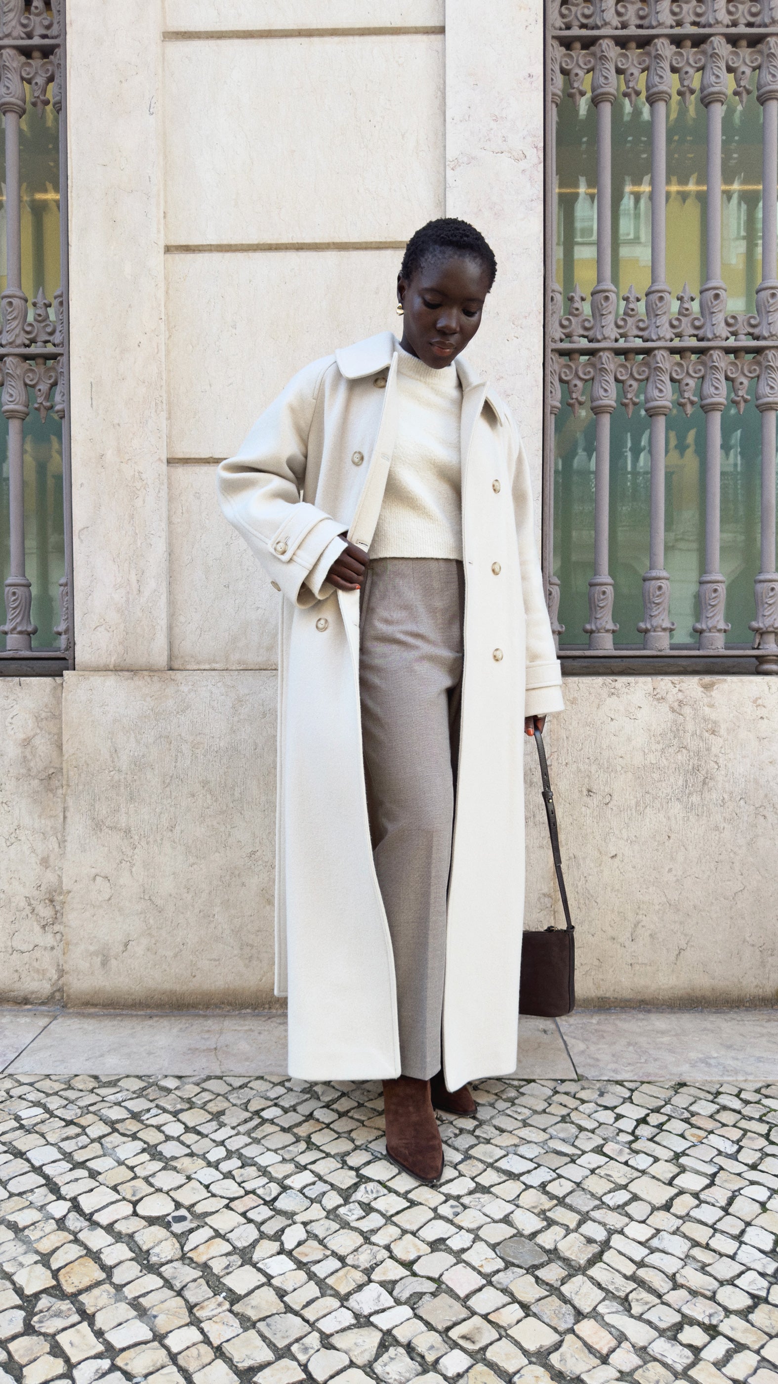 Maxi Coat Women Oversized Wool Coat Long City Coat, Black