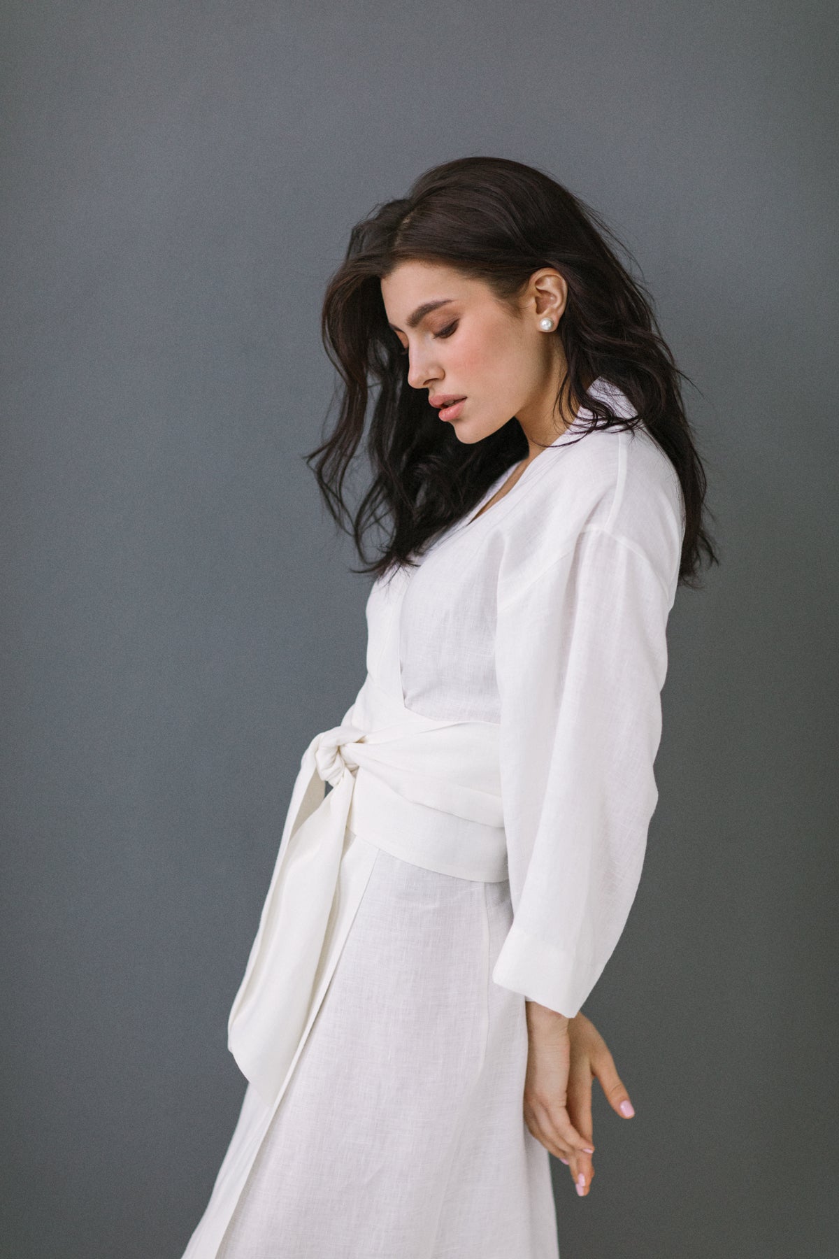 Linen Kimono Dress 8 US / Natural White
