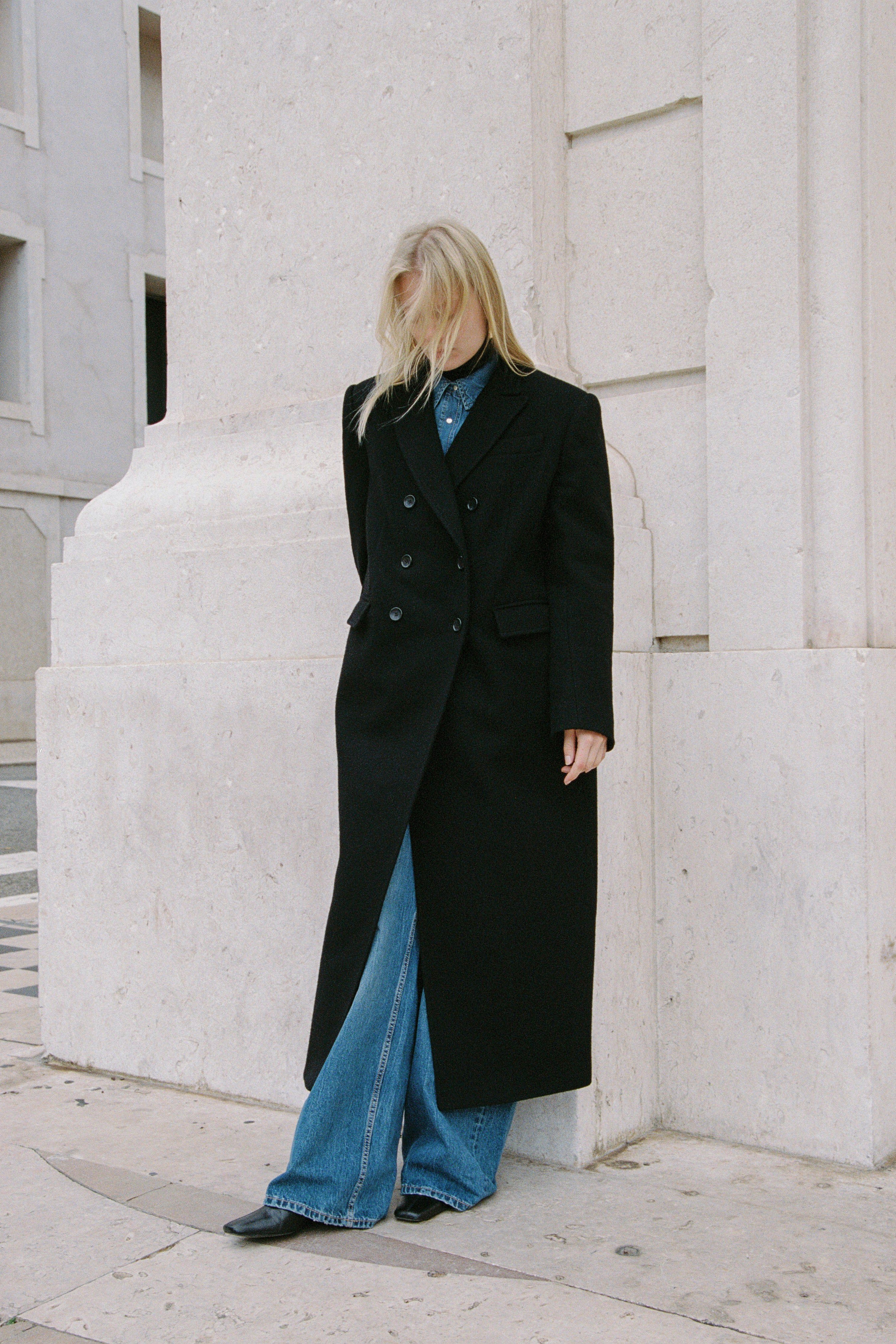 Oversized black wool coat – Sumarokova Atelier