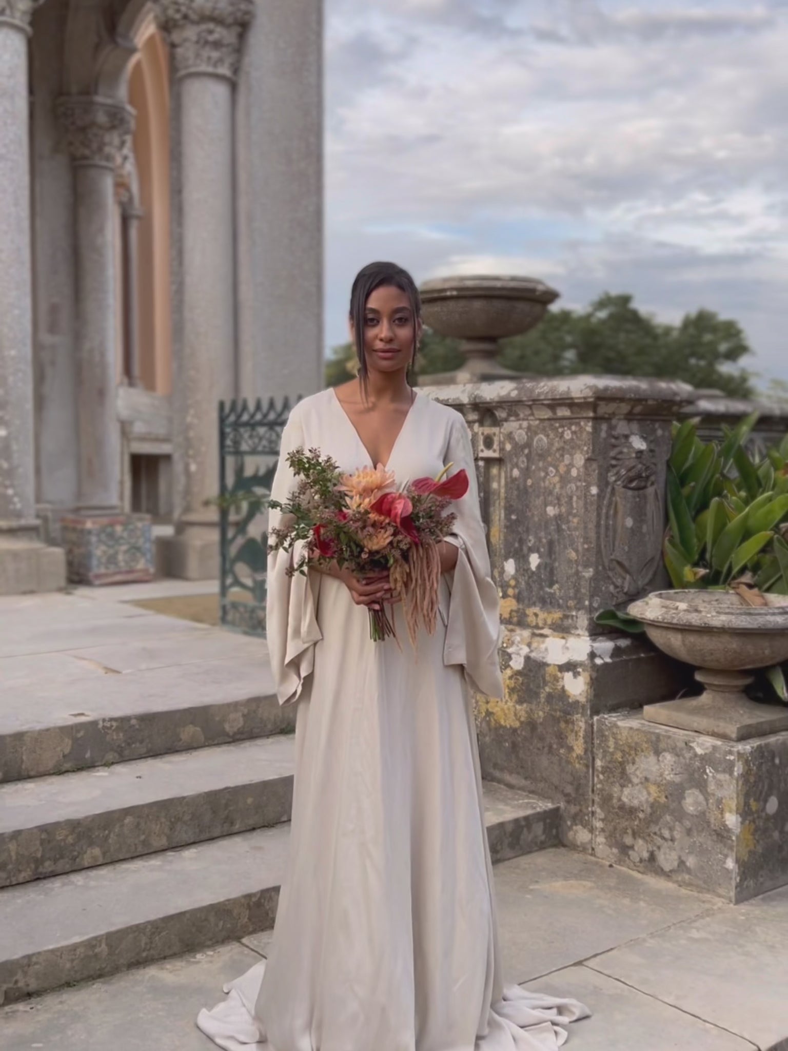 Bohemian silk bridal dress video