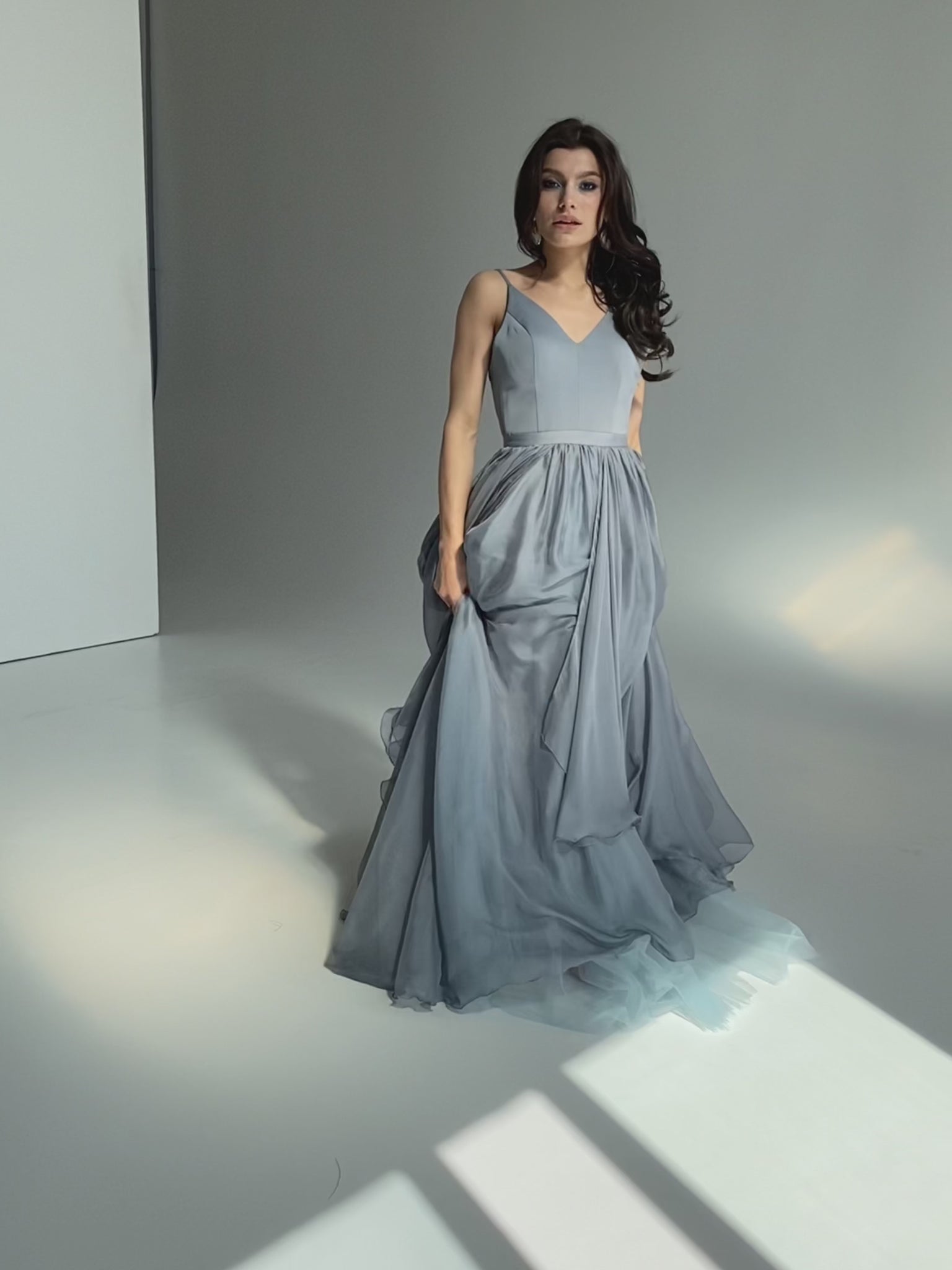 Pale blue bridal gown video