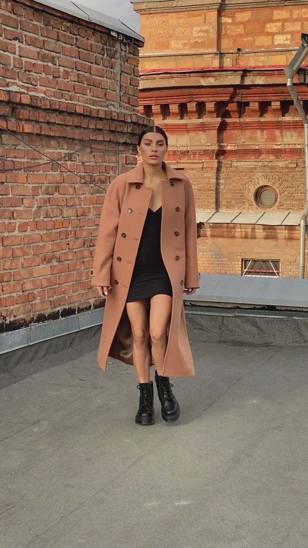 Camel wool trench coat video