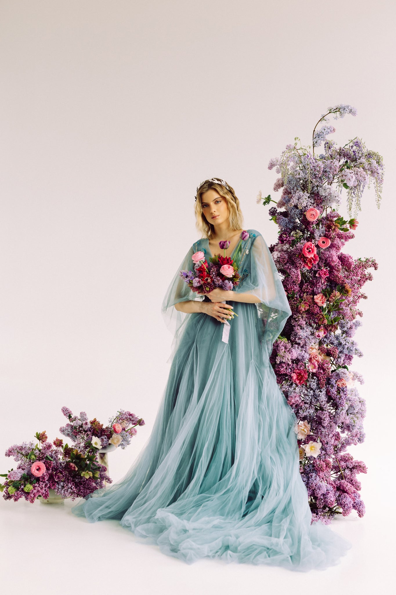 Wedding dress with floral embroidery – Sumarokova Atelier