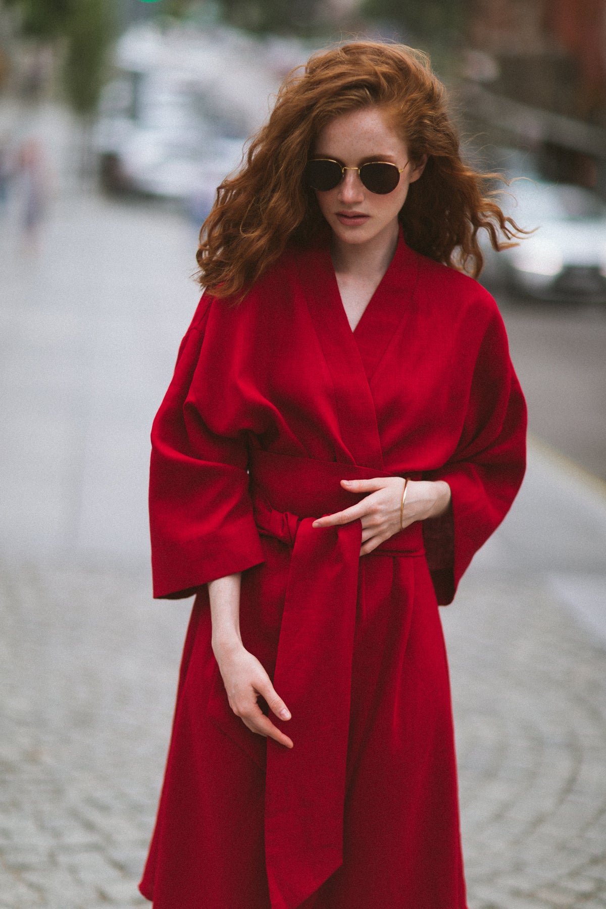 Red dress linen photo 1