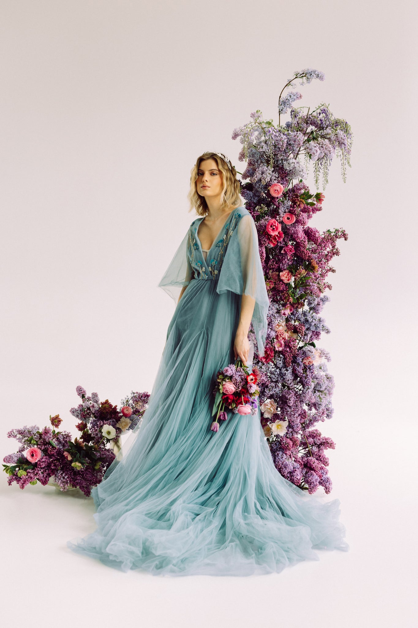 Wedding dress with floral embroidery – Sumarokova Atelier