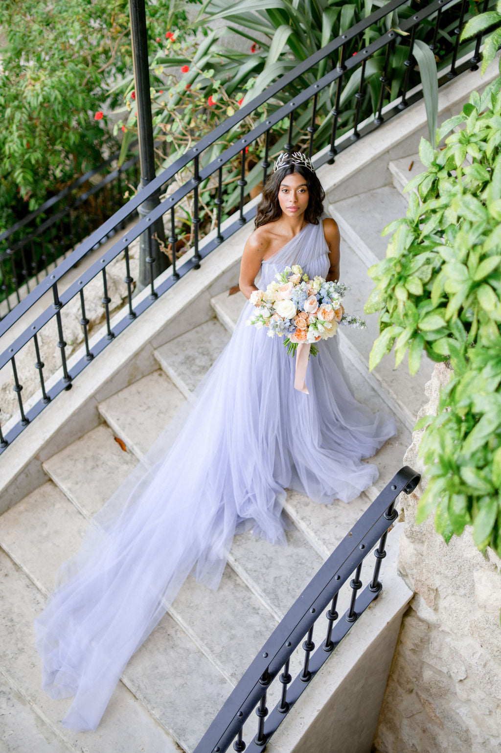 Purple tulle wedding store dress