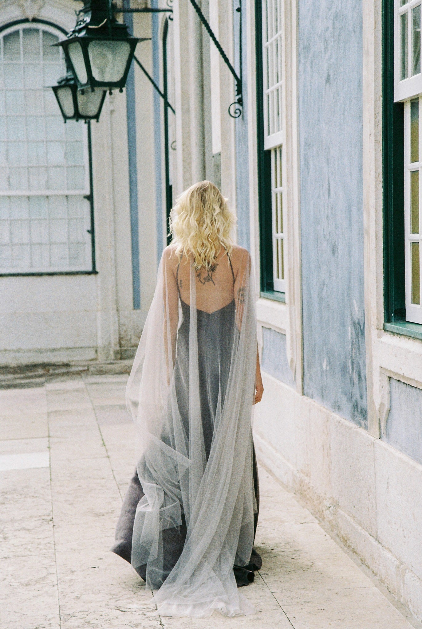 Tulle transparent bridal cape photo 8