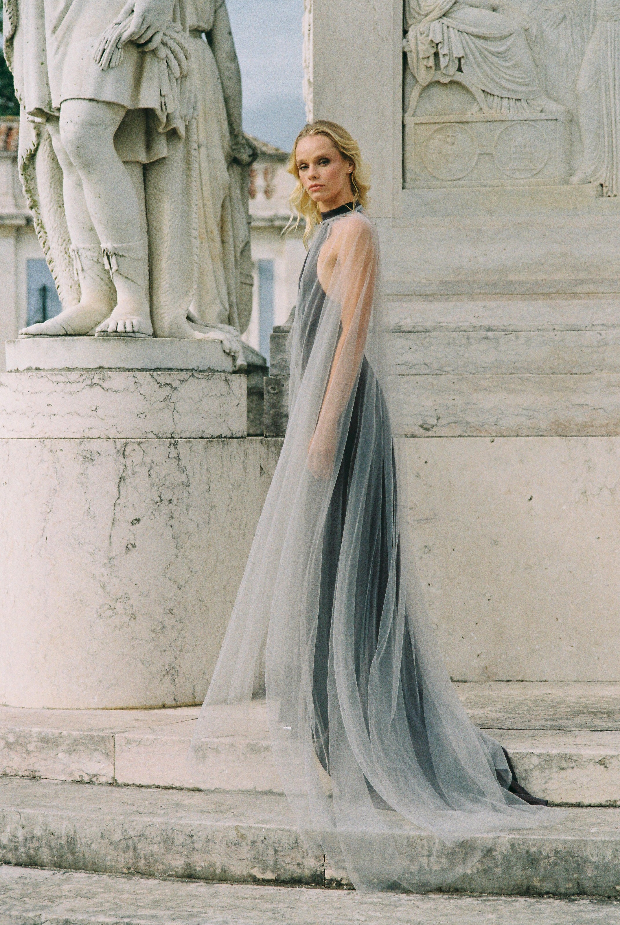 sheer cape for dress ASOS Design - Chiffon Cape Overlay Satin Dress - Women - Polyester - 0 US