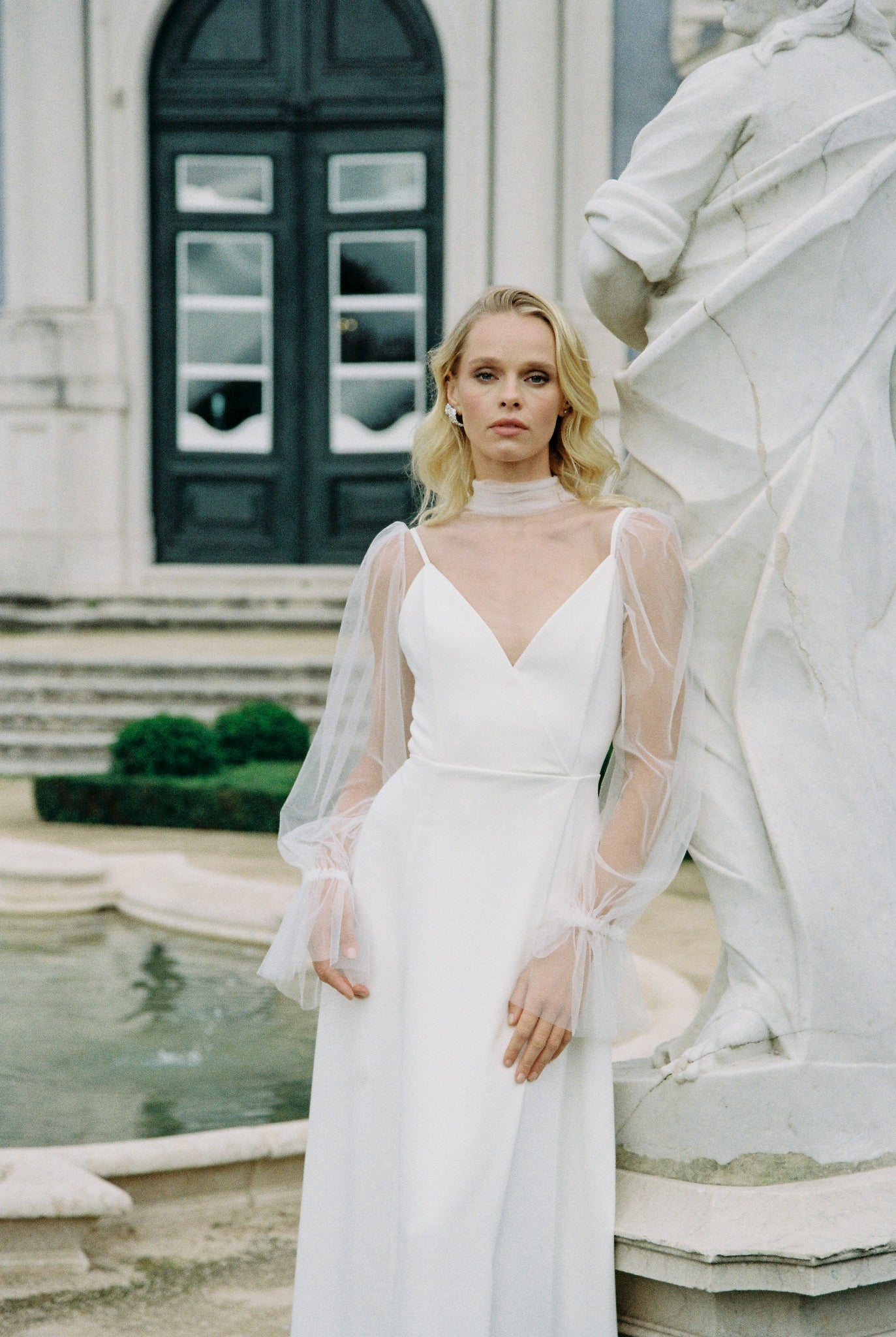 Wedding dress see through sleeves – Sumarokova Atelier