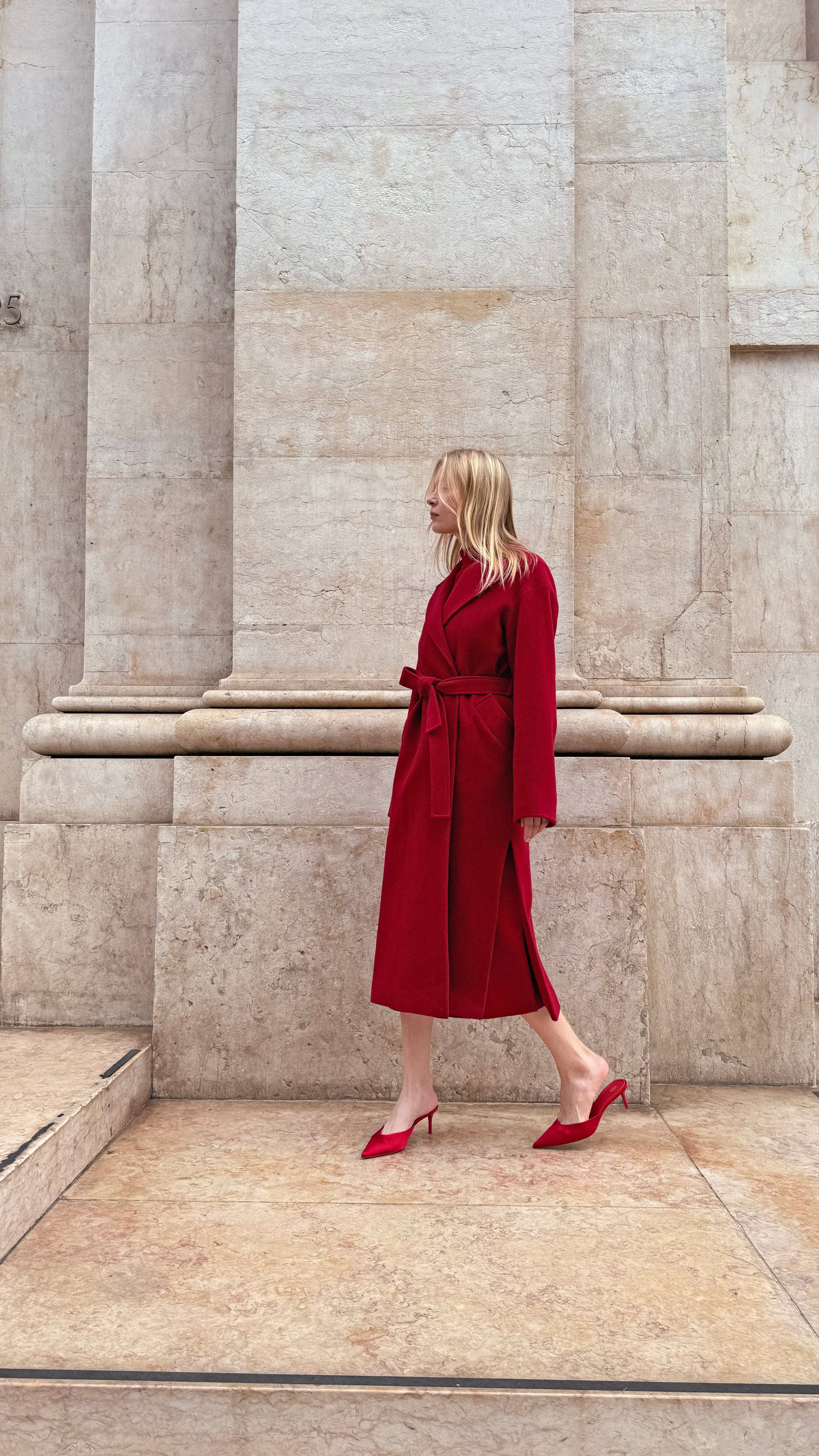 Long Red coat 10 US / Red / without warm insulation