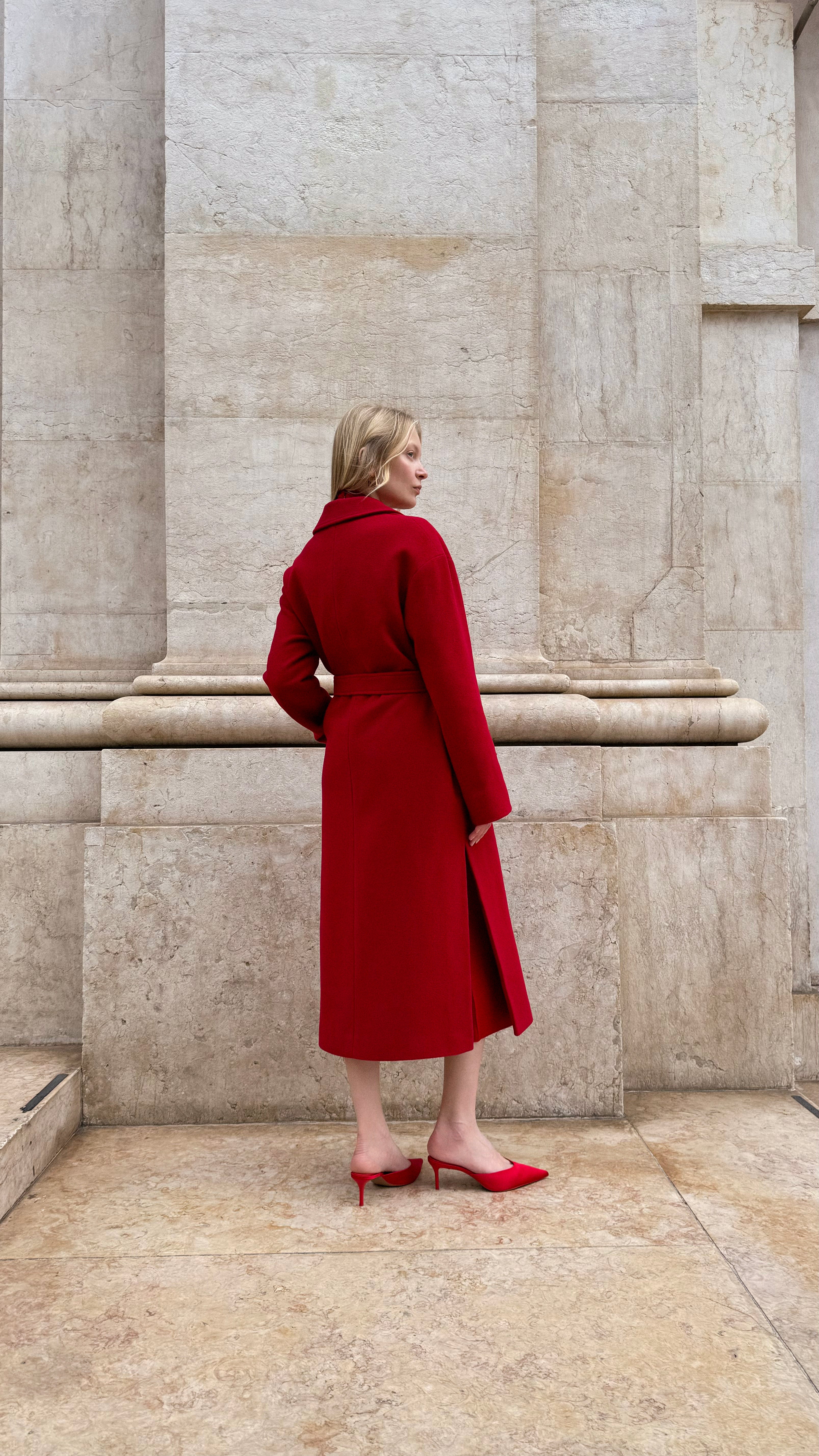 Long Red coat 10 US / Red / without warm insulation