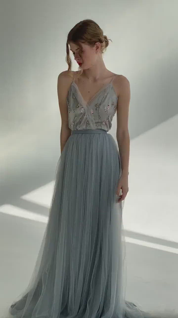 Blue floral bridal gown video