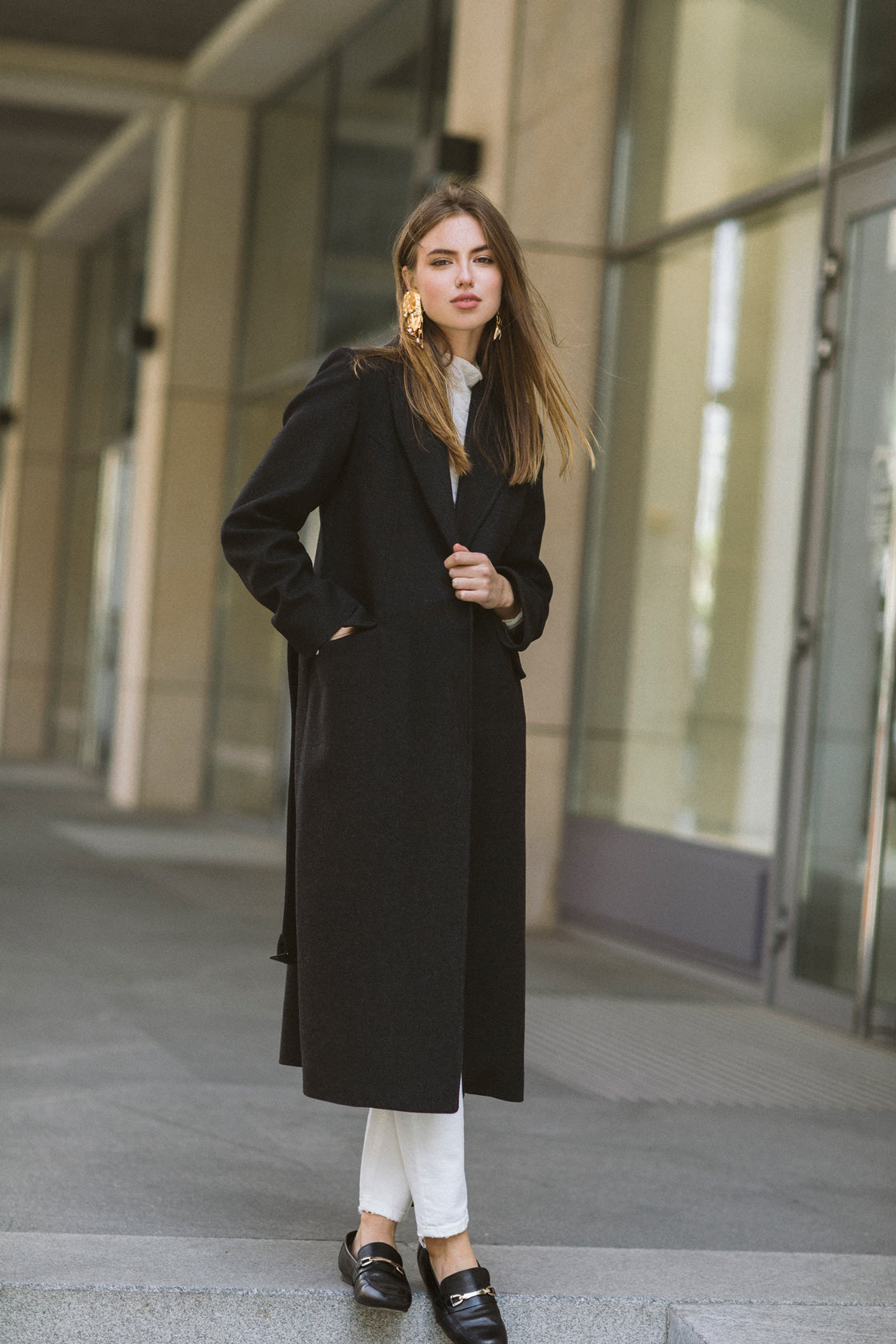 Warm black coat | Wool-blend coat – Sumarokova Atelier