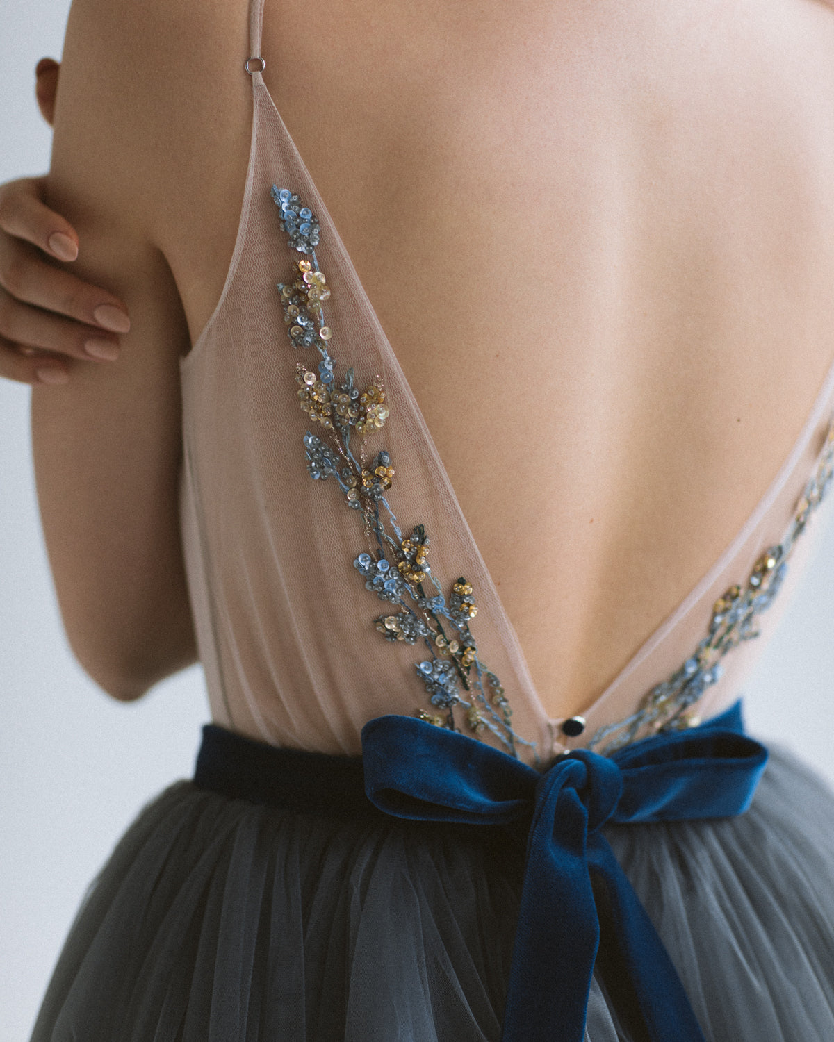 ebay blue dress A-line Navy Blue Tulle Sparkly Straps Long Evening Prom Dresses, Custo –  GordressYou