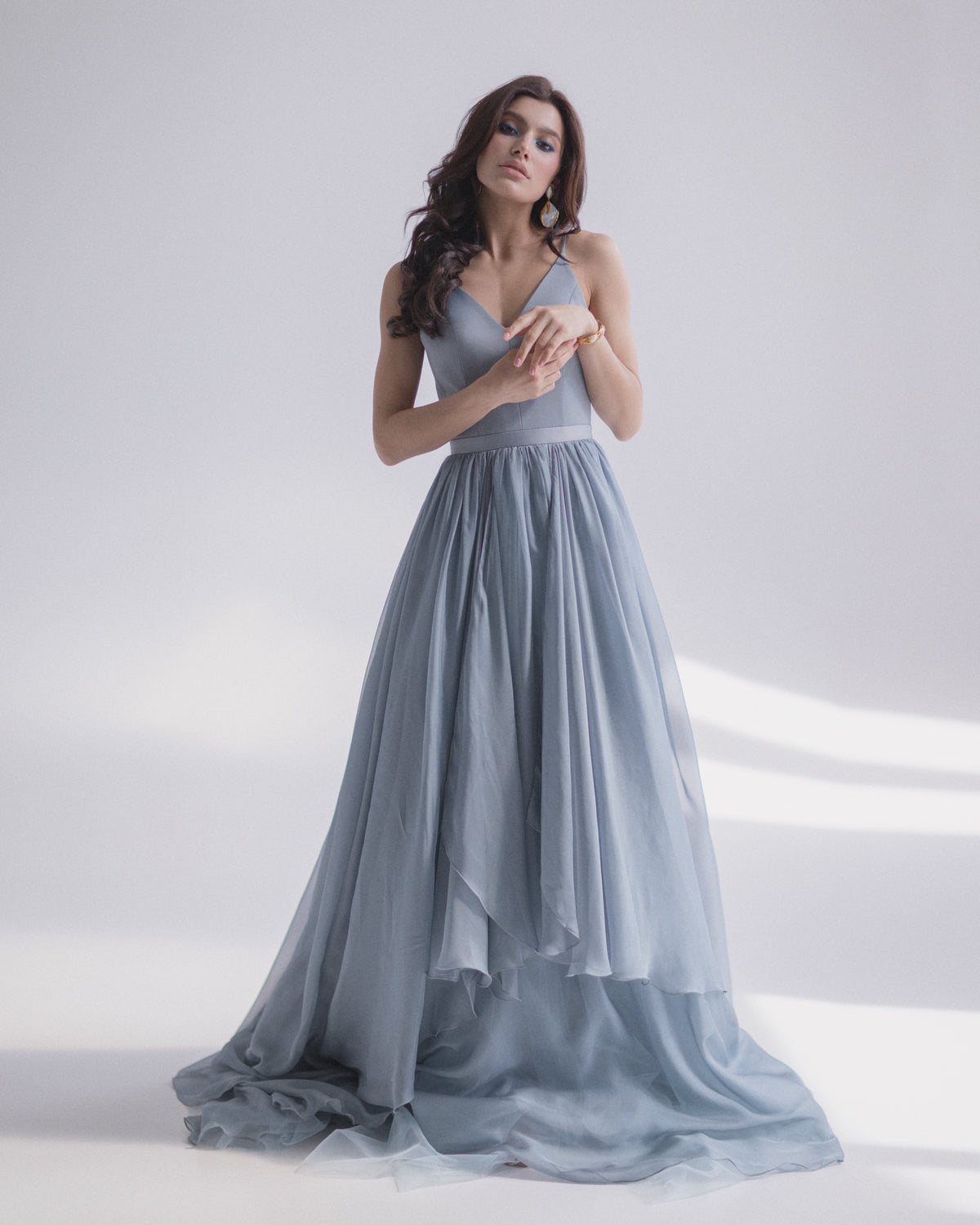 Pale blue wedding dress