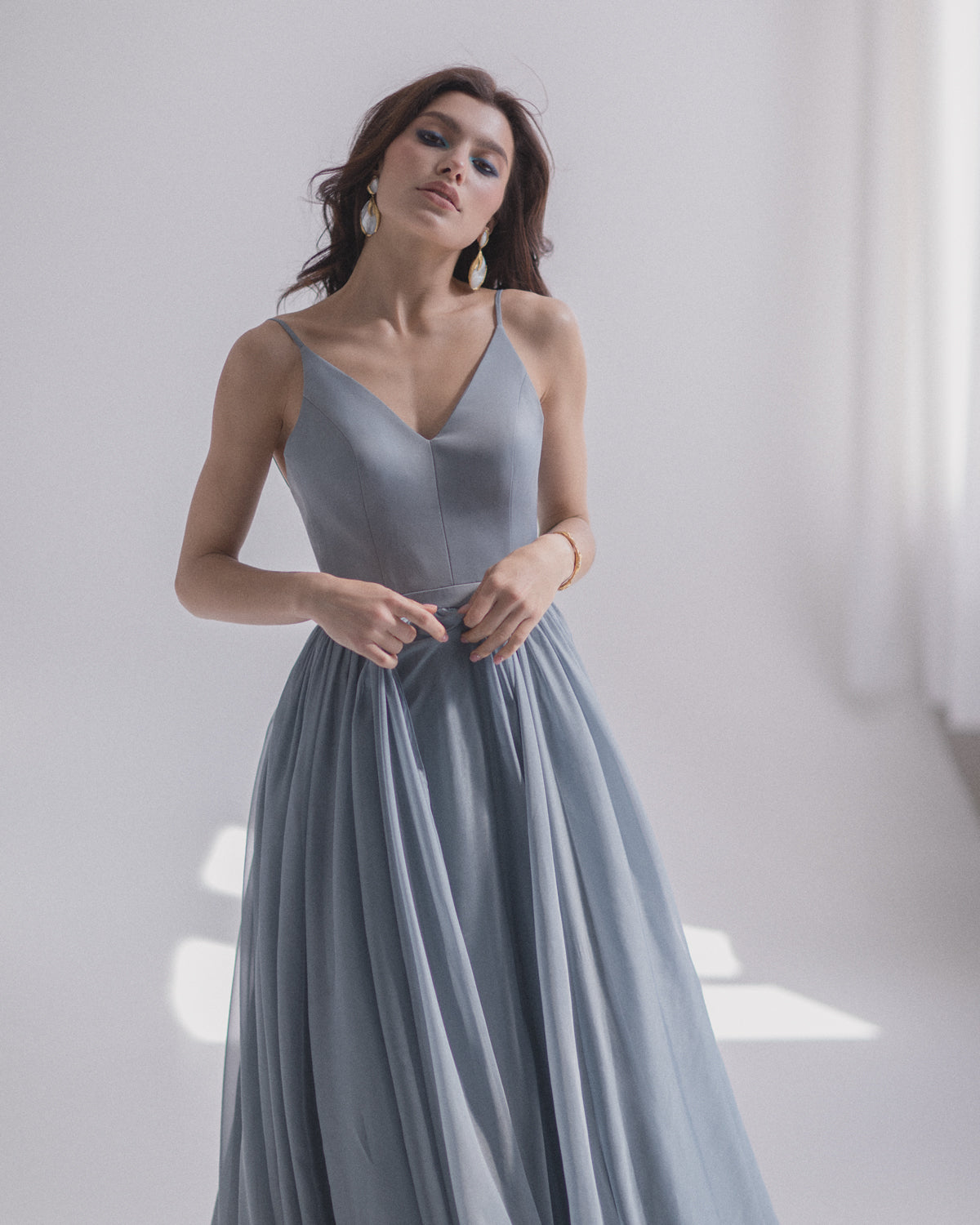 Pale blue wedding dress