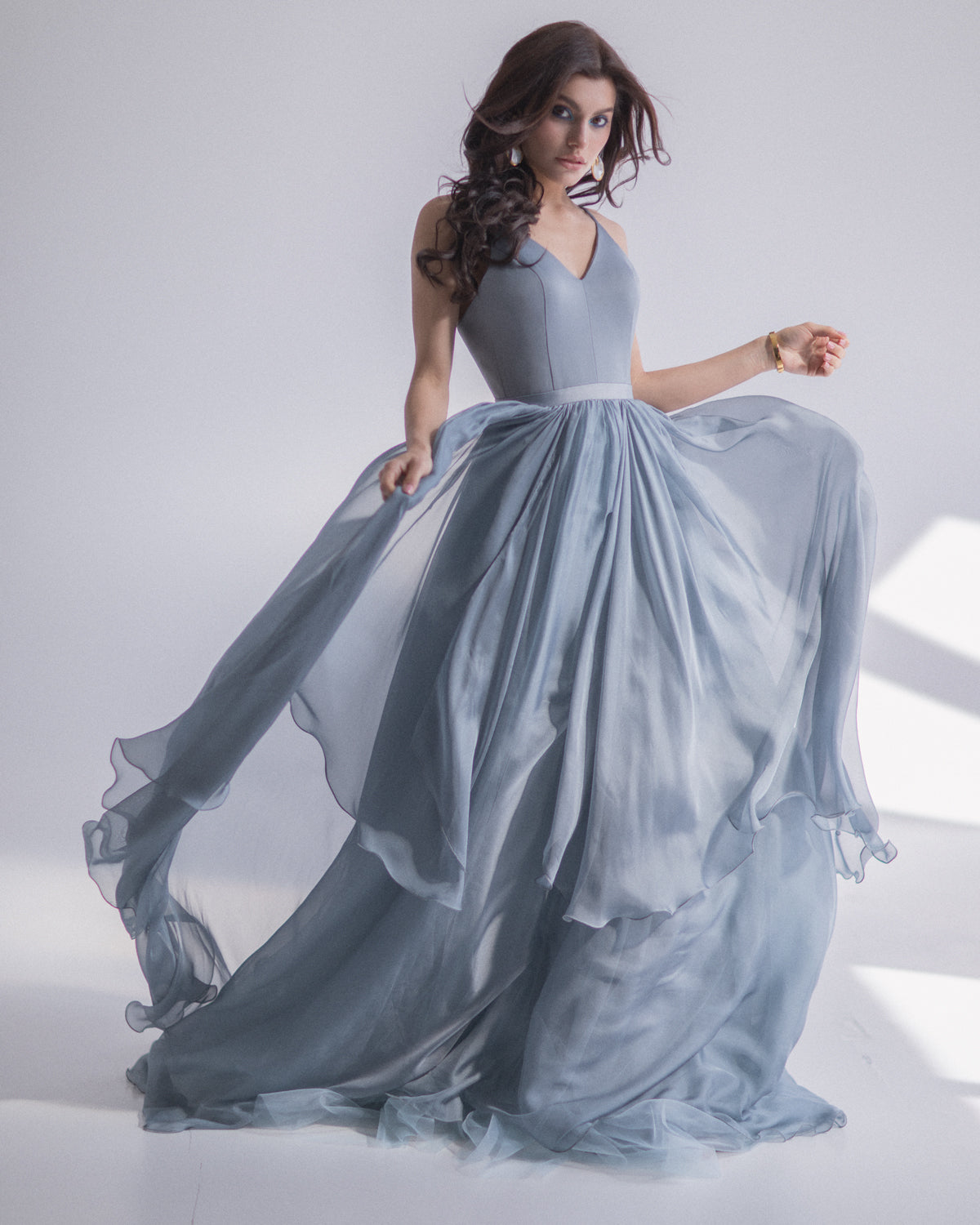 Pale blue wedding dress